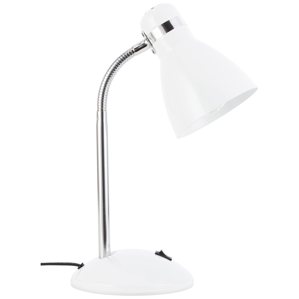 Allison 34cm Wit bureaulamp Van Brilliant - De lamp heeft een ingebouwde tuimelschakelaar, waardoor u hem eenvoudig aan en uit kunt zetten.
