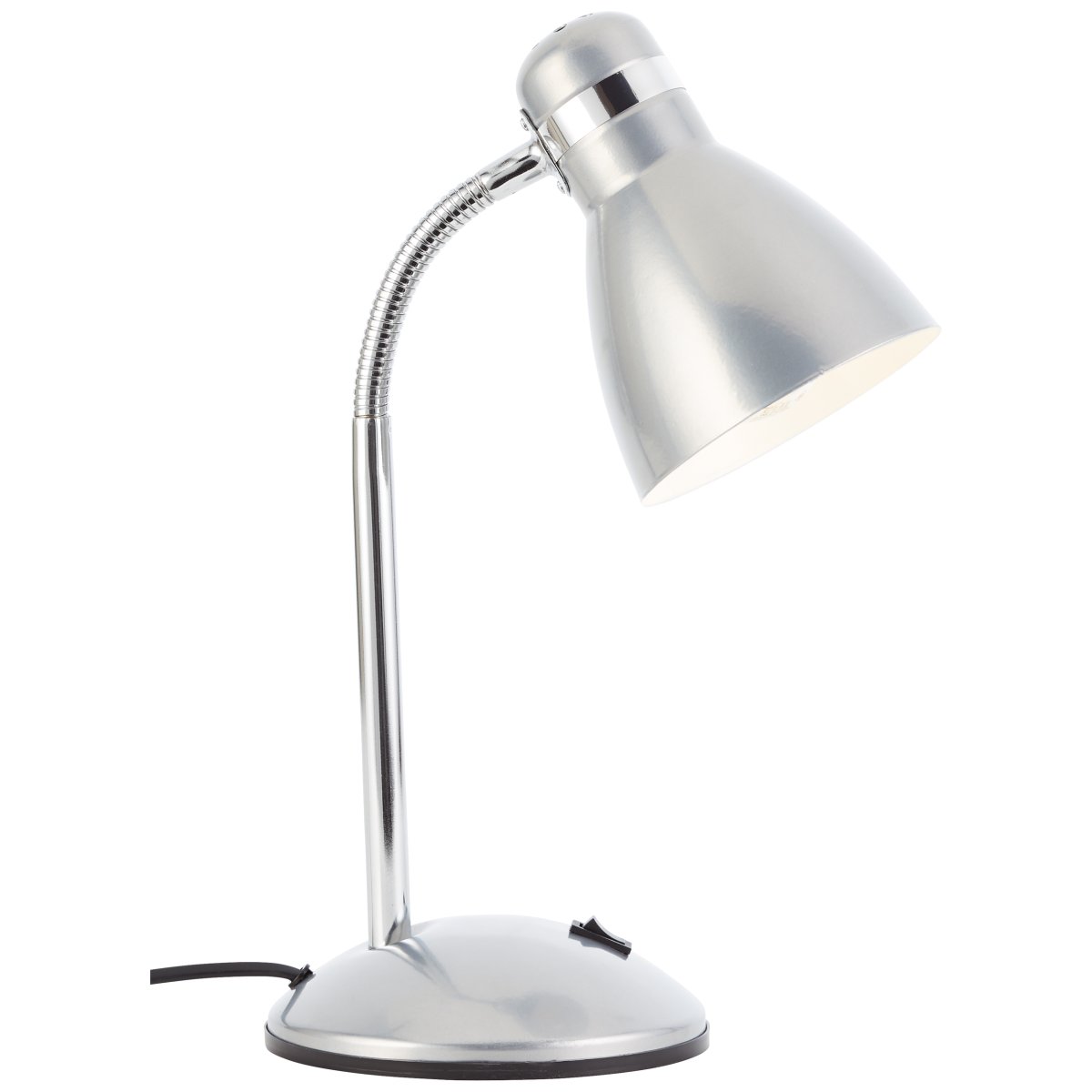Allison 34cm Zilver bureaulamp Van Brilliant - De lamp heeft een ingebouwde tuimelschakelaar, waardoor u hem eenvoudig aan en uit kunt zetten.