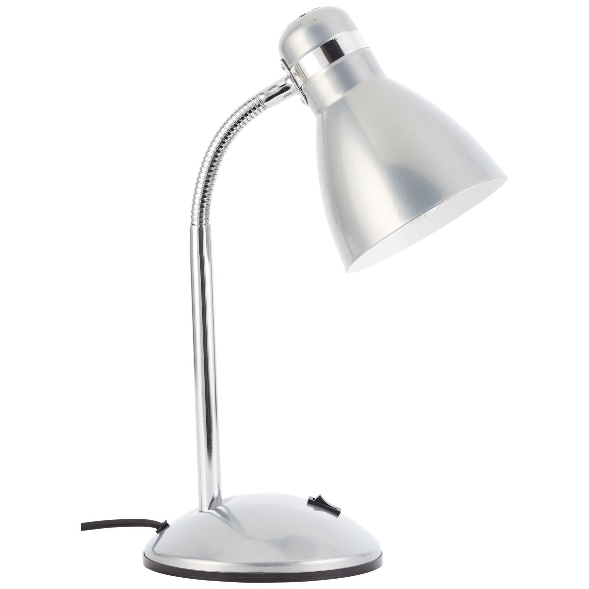 Allison 34cm Zilver bureaulamp Van Brilliant - De lamp heeft een ingebouwde tuimelschakelaar, waardoor u hem eenvoudig aan en uit kunt zetten.