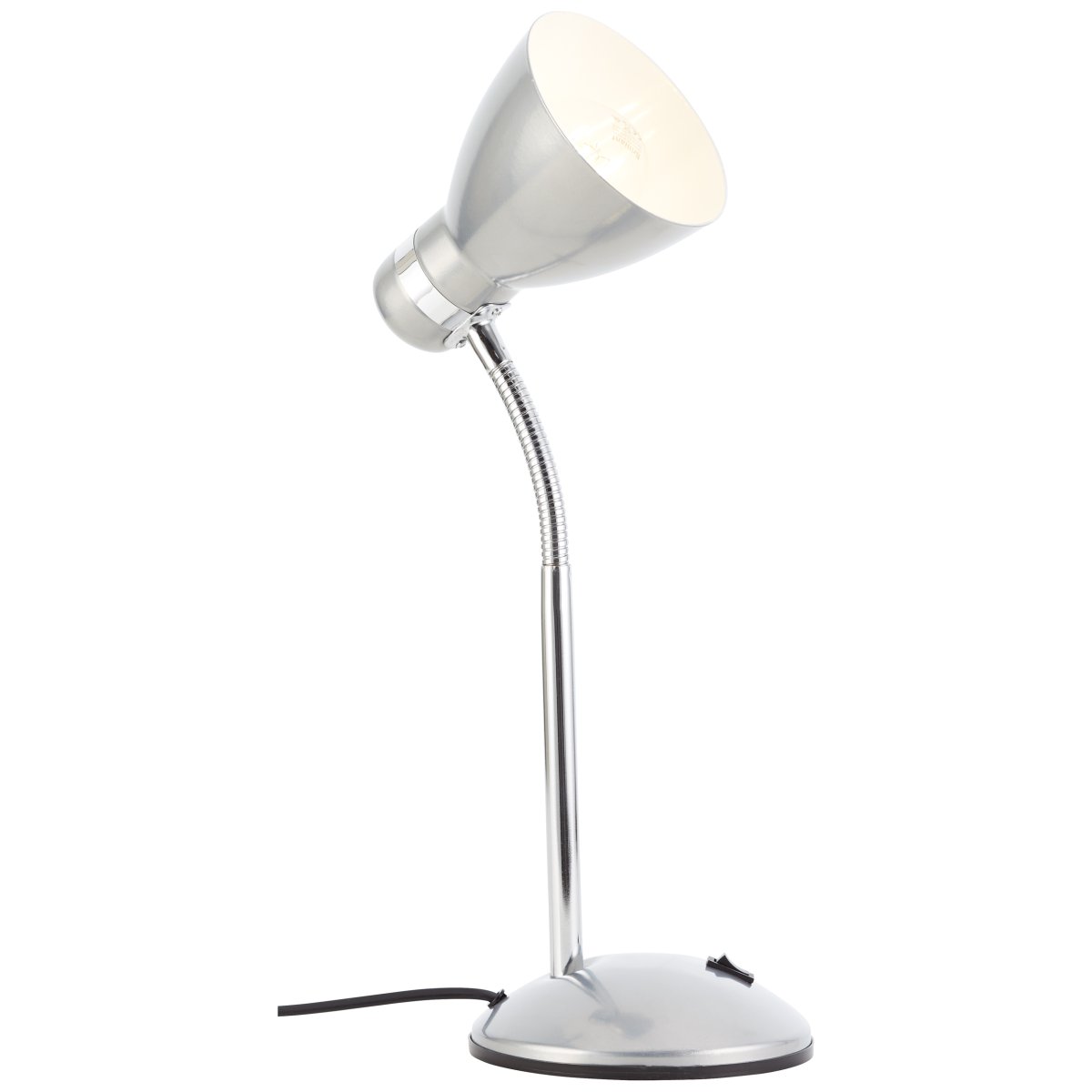 Allison 34cm Zilver bureaulamp Van Brilliant - De lamp heeft een ingebouwde tuimelschakelaar, waardoor u hem eenvoudig aan en uit kunt zetten.