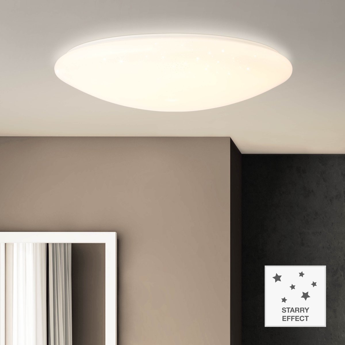 Fakir Starry Ø58 Warm wit plafondlamp Van Brilliant - De lamp is dimbaar via de afstandsbediening en heeft een nachtlampfunctie die zorgt voor aangenaam licht in de avond.