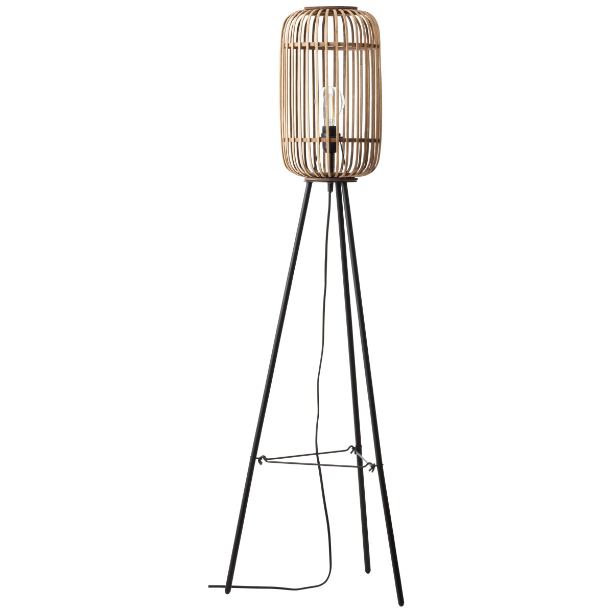 Woodrow Natuur vloerlamp Van Brilliant - De Woodrow vloerlamp past goed in de woonkamer dankzij het trendy, driepotige ontwerp, waardoor de lamp een decoratief element is.