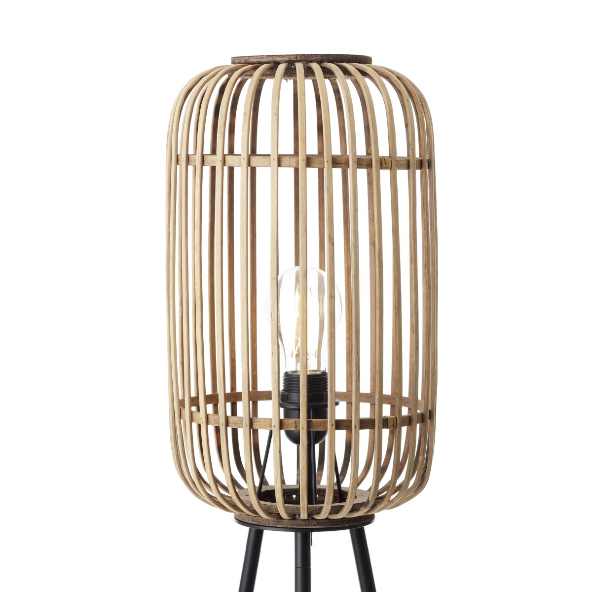 Woodrow Natuur vloerlamp Van Brilliant - De Woodrow vloerlamp past goed in de woonkamer dankzij het trendy, driepotige ontwerp, waardoor de lamp een decoratief element is.