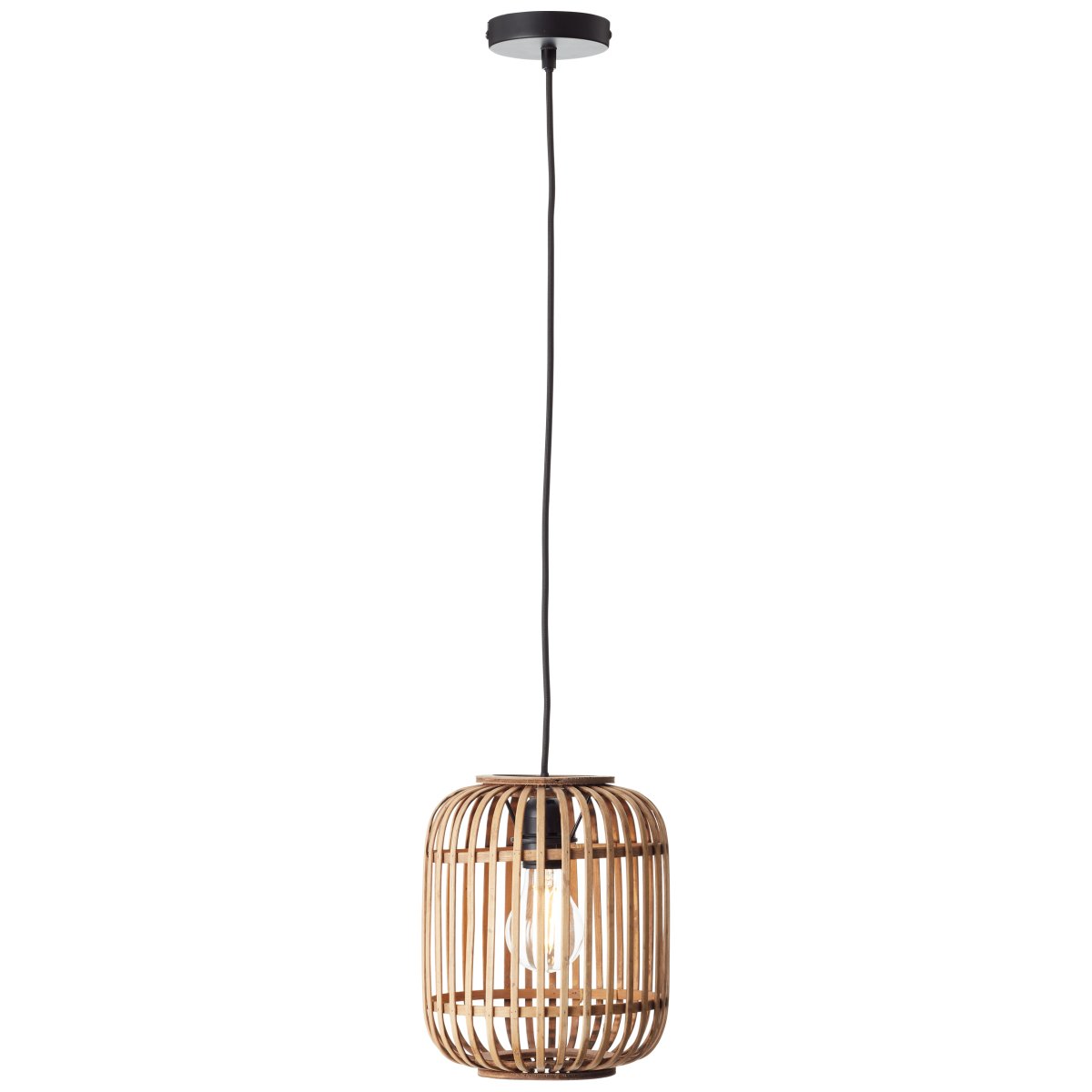 Woodrow Ø22 Natuur hanglamp Van Brilliant - Deze lamp is gemaakt van hernieuwbaar en milieuvriendelijk bamboe en zorgt voor een gezellige sfeer in de kamer, of u hem nu boven de bank of de eettafel plaatst.