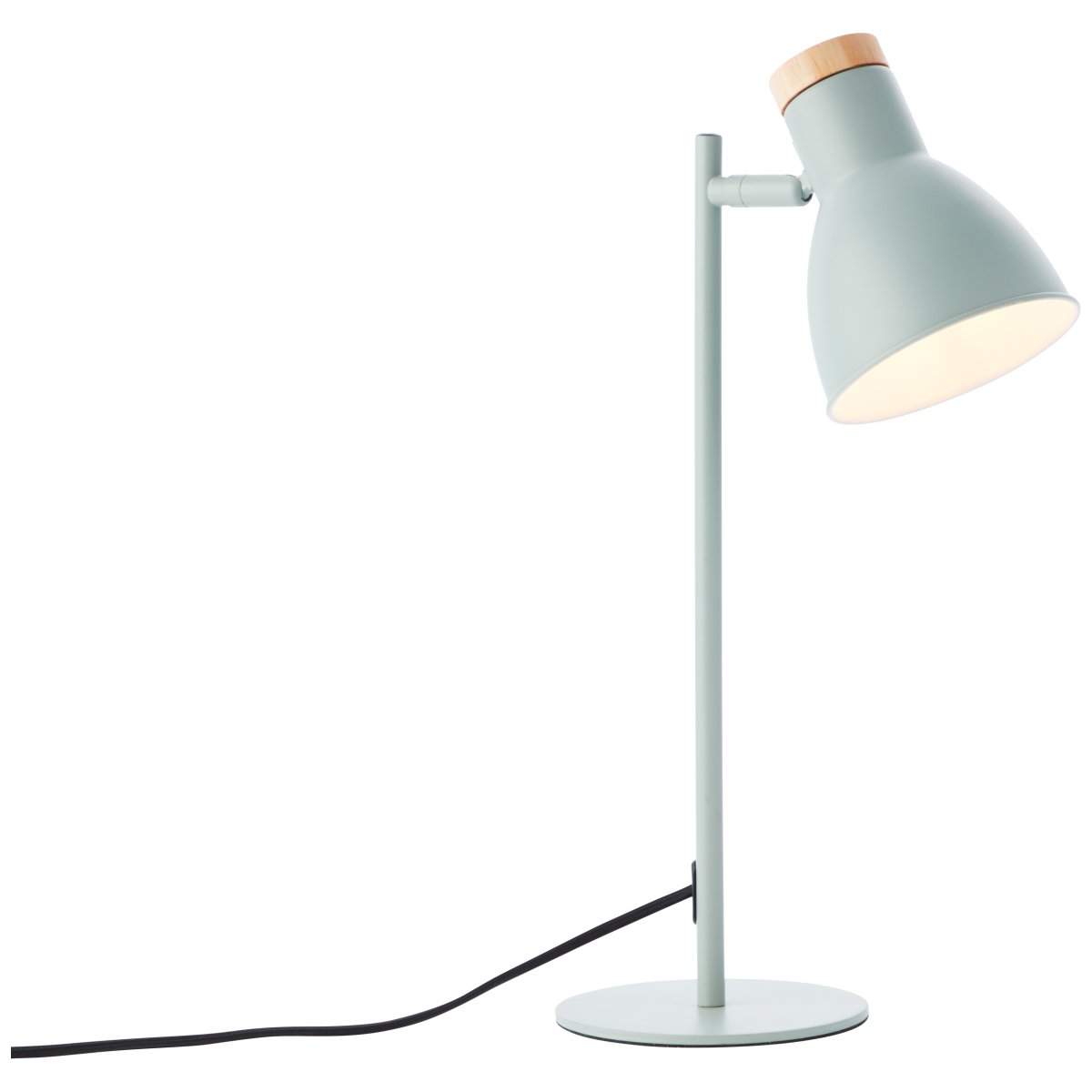 Venea 44cm Matgroen bureaulamp Van Brilliant - De matte groene kleur van de lamp en de houten elementen zorgen voor een natuurlijke en lichte uitstraling.