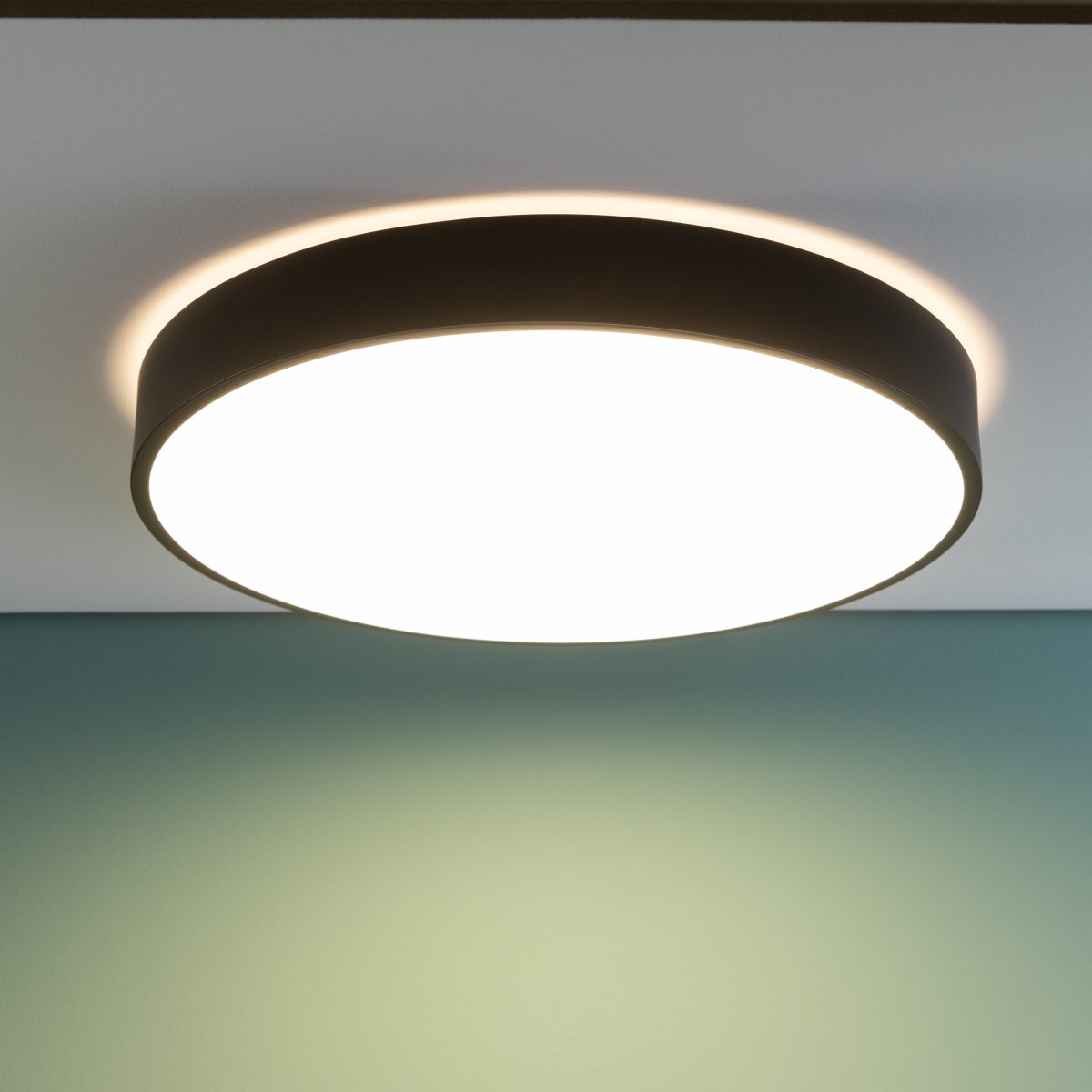 Slimline Ø50 Zwart plafondlamp Van Brilliant - Dankzij het eenvoudige ontwerp past de lamp in elke omgeving zonder dat hij misplaatst lijkt, ongeacht of hij in gangen, trappenhuizen, entrees of in de woonkamer wordt geplaatst.