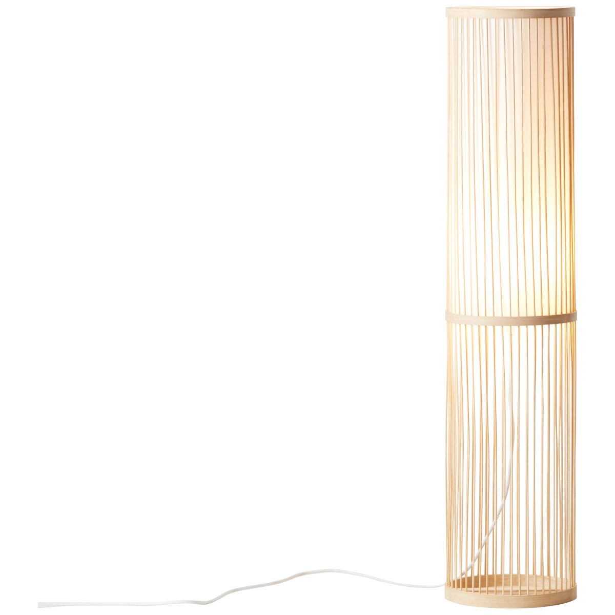 Nori Natuur vloerlamp Van Brilliant - Gemaakt van milieuvriendelijk bamboe en elegant textiel, creëert het een uitnodigende en harmonieuze sfeer.