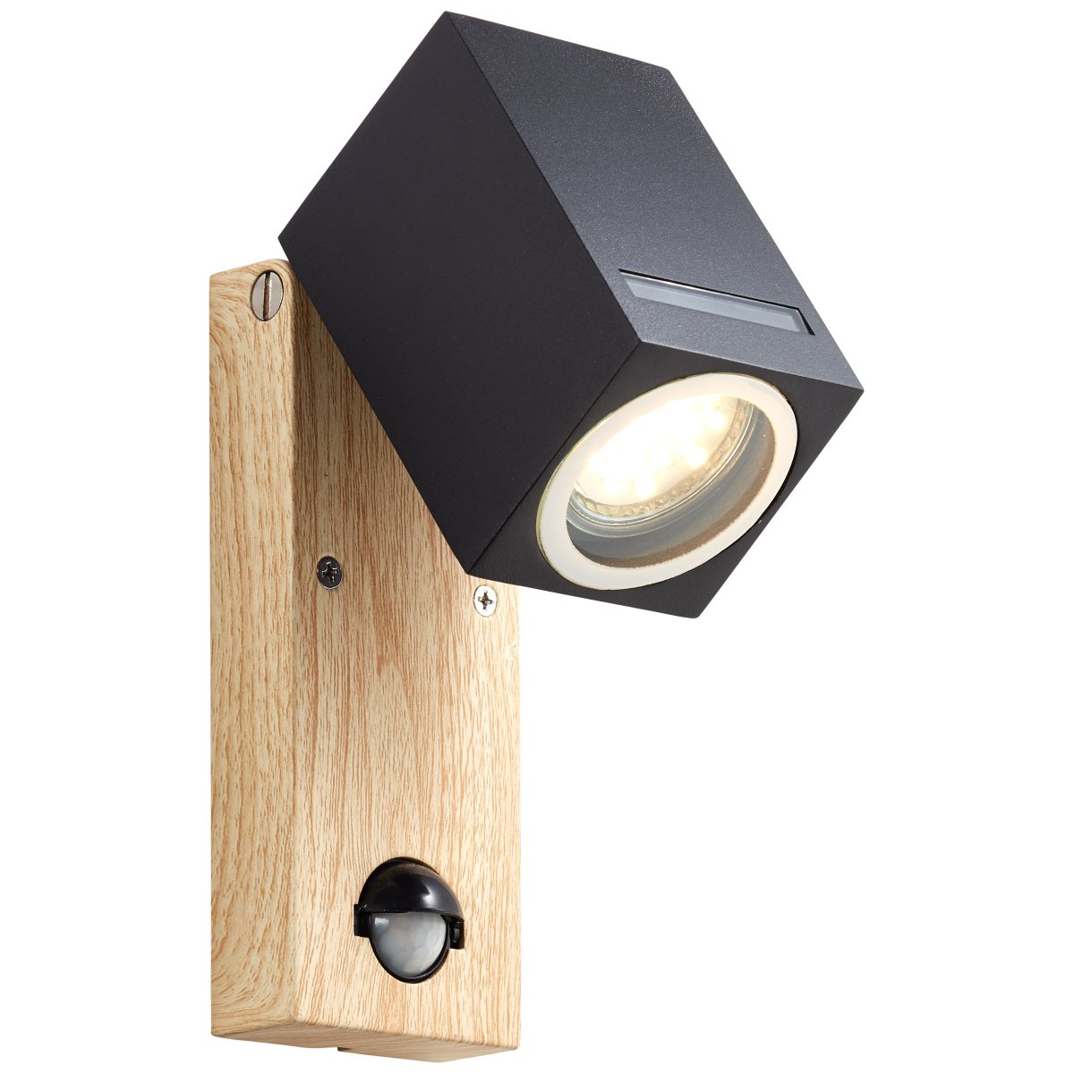 Galeni Natuur buitenlamp Van Brilliant - Het beschikt over een verstelbare spot en een ingebouwde bewegingssensor waarvan de gevoeligheid, het licht en de tijd kunnen worden aangepast, waardoor het zowel functioneel als praktisch is.