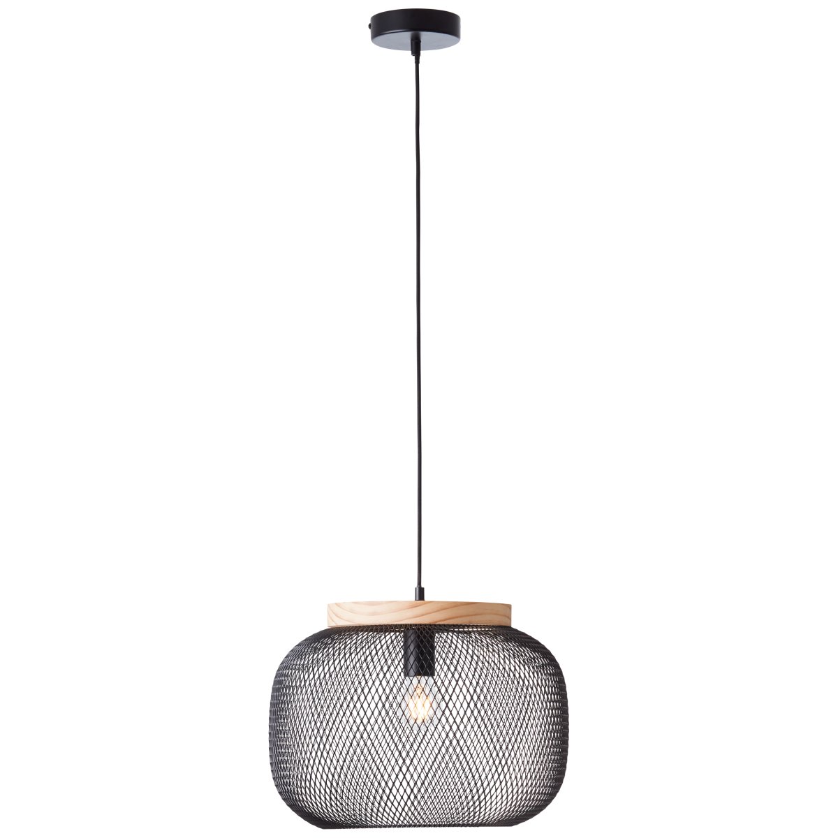 Giada Ø40 Zwart hanglamp Van Brilliant - Het heldere kleurenschema en het natuurlijke element hout zorgen voor een gevoel van lichtheid en harmonie.