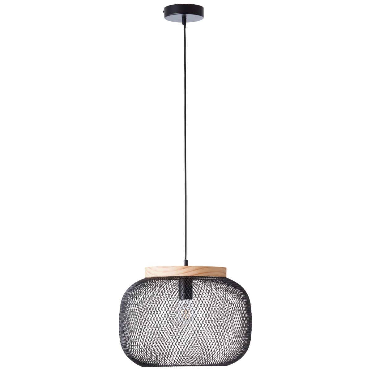 Giada Ø40 Zwart hanglamp Van Brilliant - Het heldere kleurenschema en het natuurlijke element hout zorgen voor een gevoel van lichtheid en harmonie.