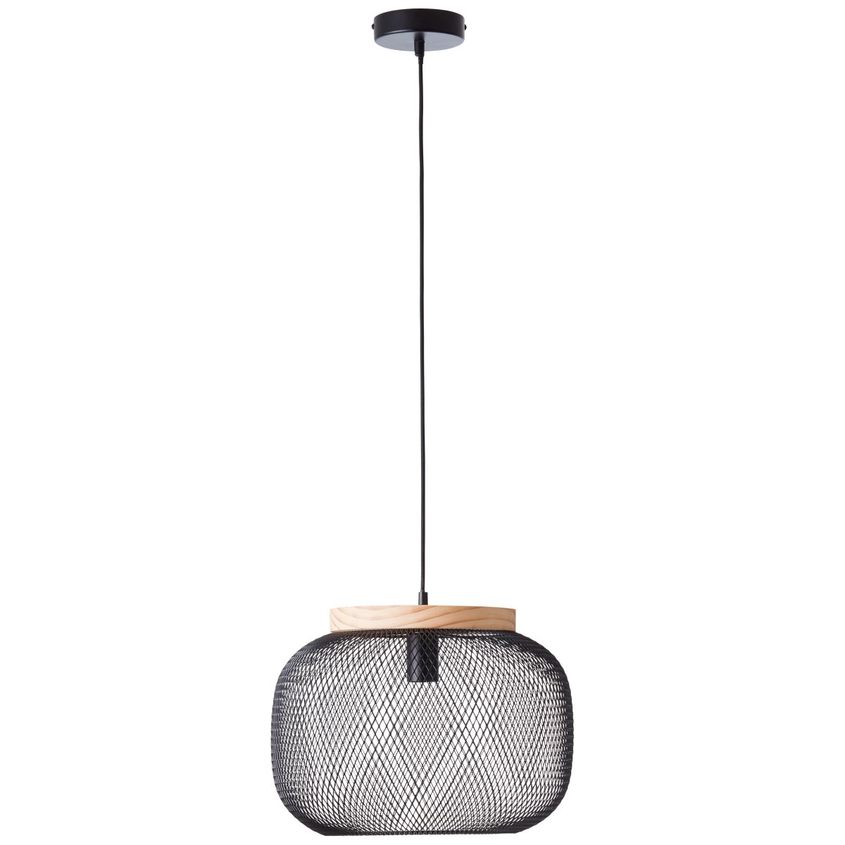 Giada Ø40 Zwart hanglamp Van Brilliant - Het heldere kleurenschema en het natuurlijke element hout zorgen voor een gevoel van lichtheid en harmonie.