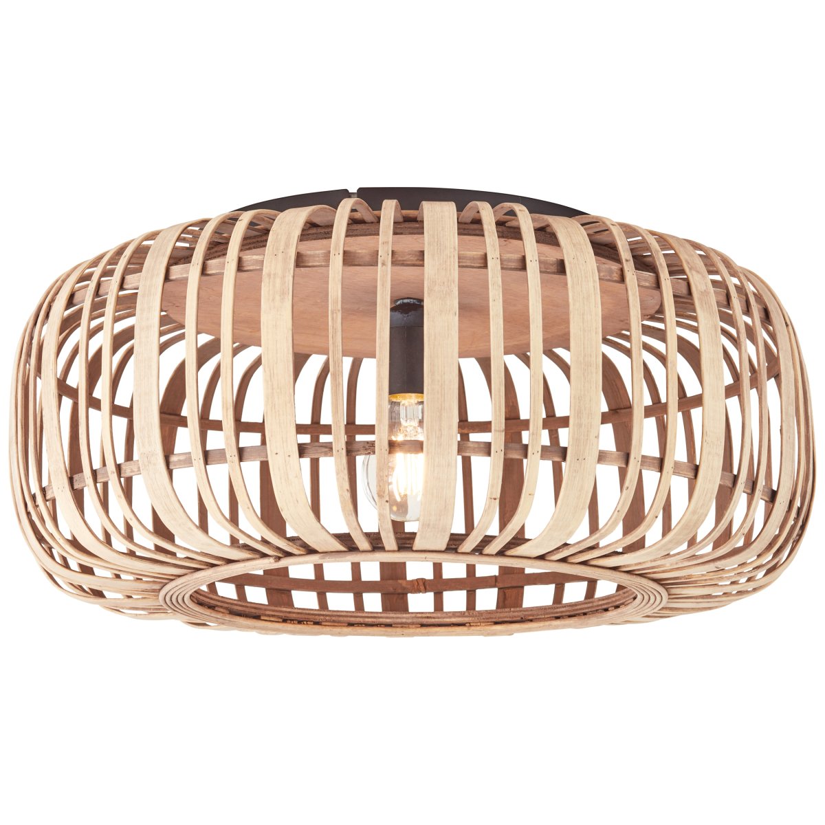 Woodrow Ø50 Natuur plafondlamp Van Brilliant - De lamp geeft een warm en aangenaam licht en cre&euml;ert een aangename sfeer in de kamer.