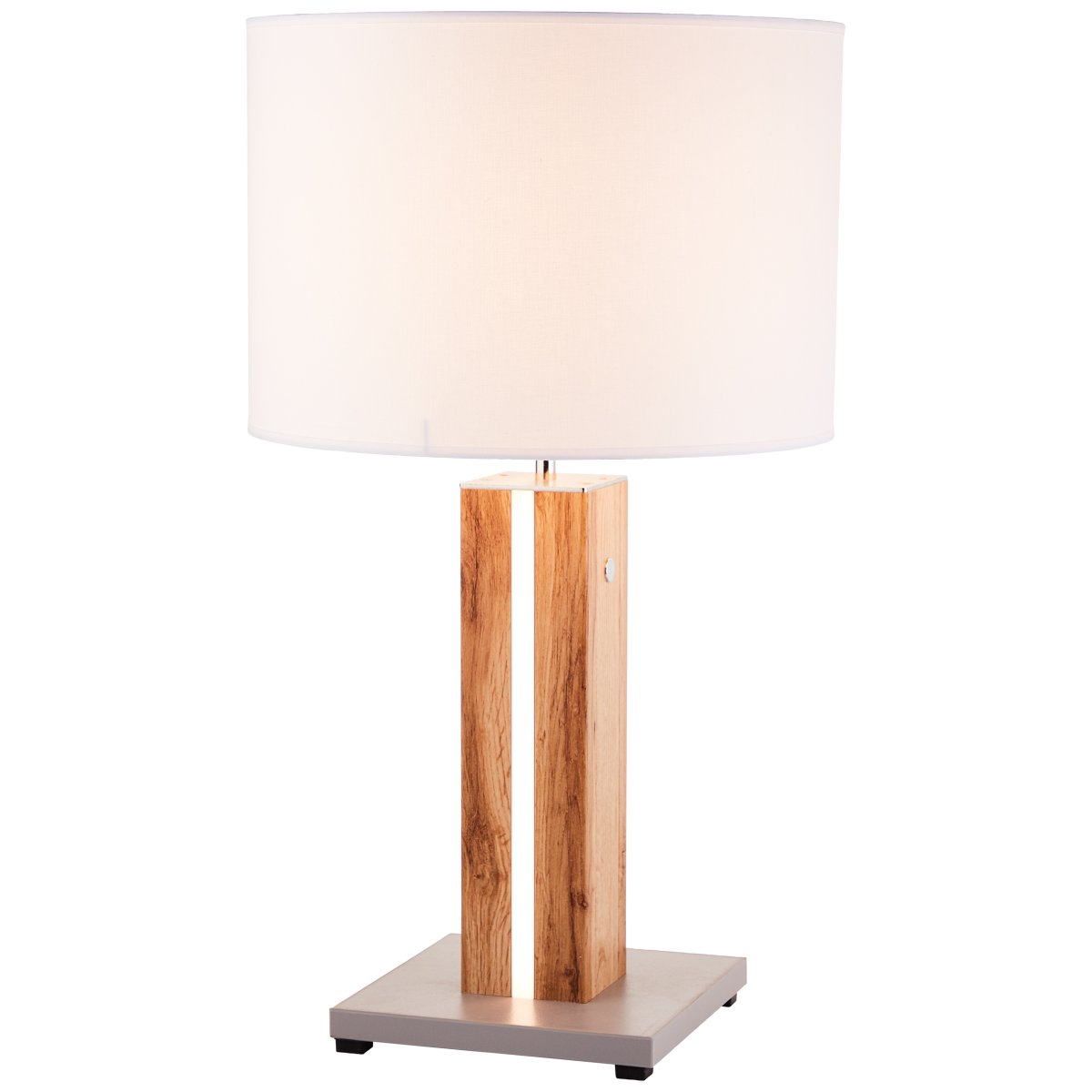 Magnus 55cm Licht hout tafellamp Van Brilliant - De Magnus tafellamp combineert functionaliteit en stijl met zijn houten poot en ingebouwde, dimbare LED-verlichting met warmwit licht.
