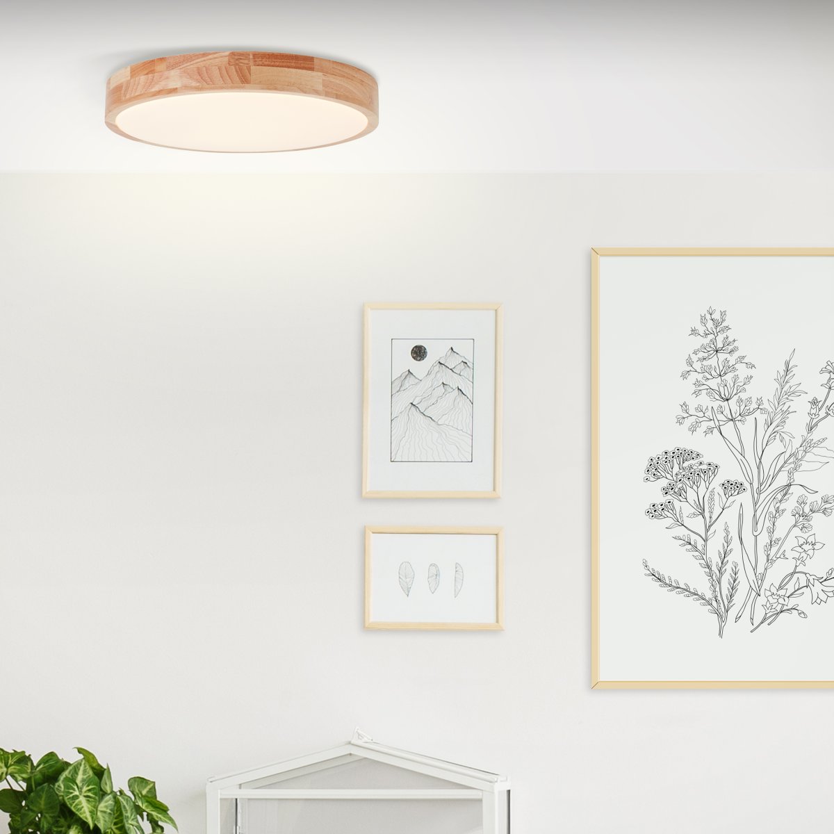 Slimline Ø40 Licht hout plafondlamp Van Brilliant - Ideaal voor wand- en plafondmontage, past in zowel functionele als stijlvolle omgevingen.