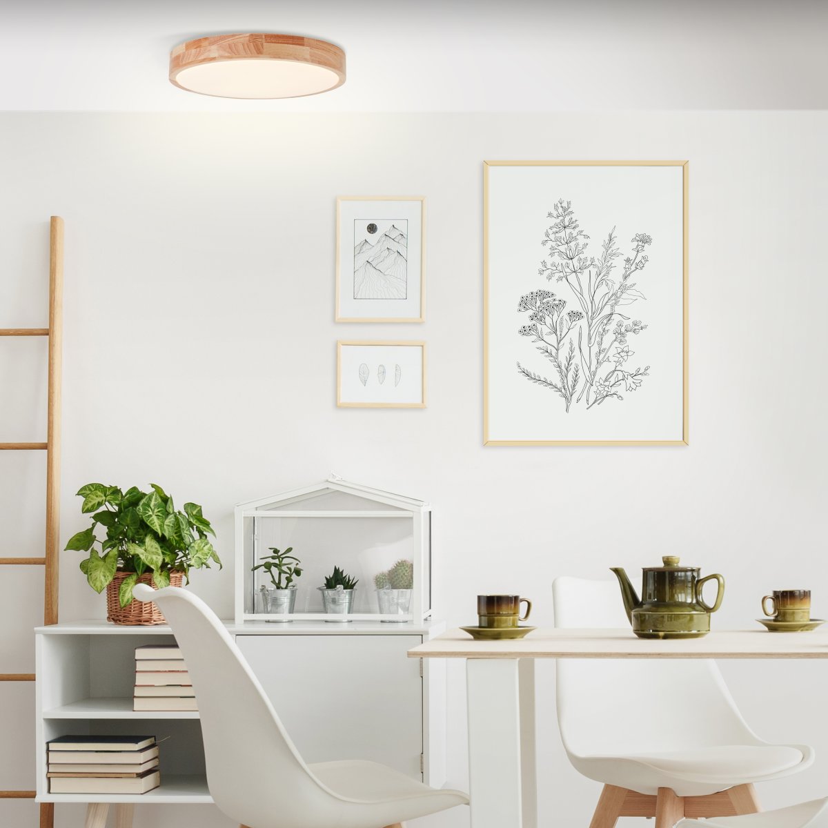 Slimline Ø40 Licht hout plafondlamp Van Brilliant - Ideaal voor wand- en plafondmontage, past in zowel functionele als stijlvolle omgevingen.