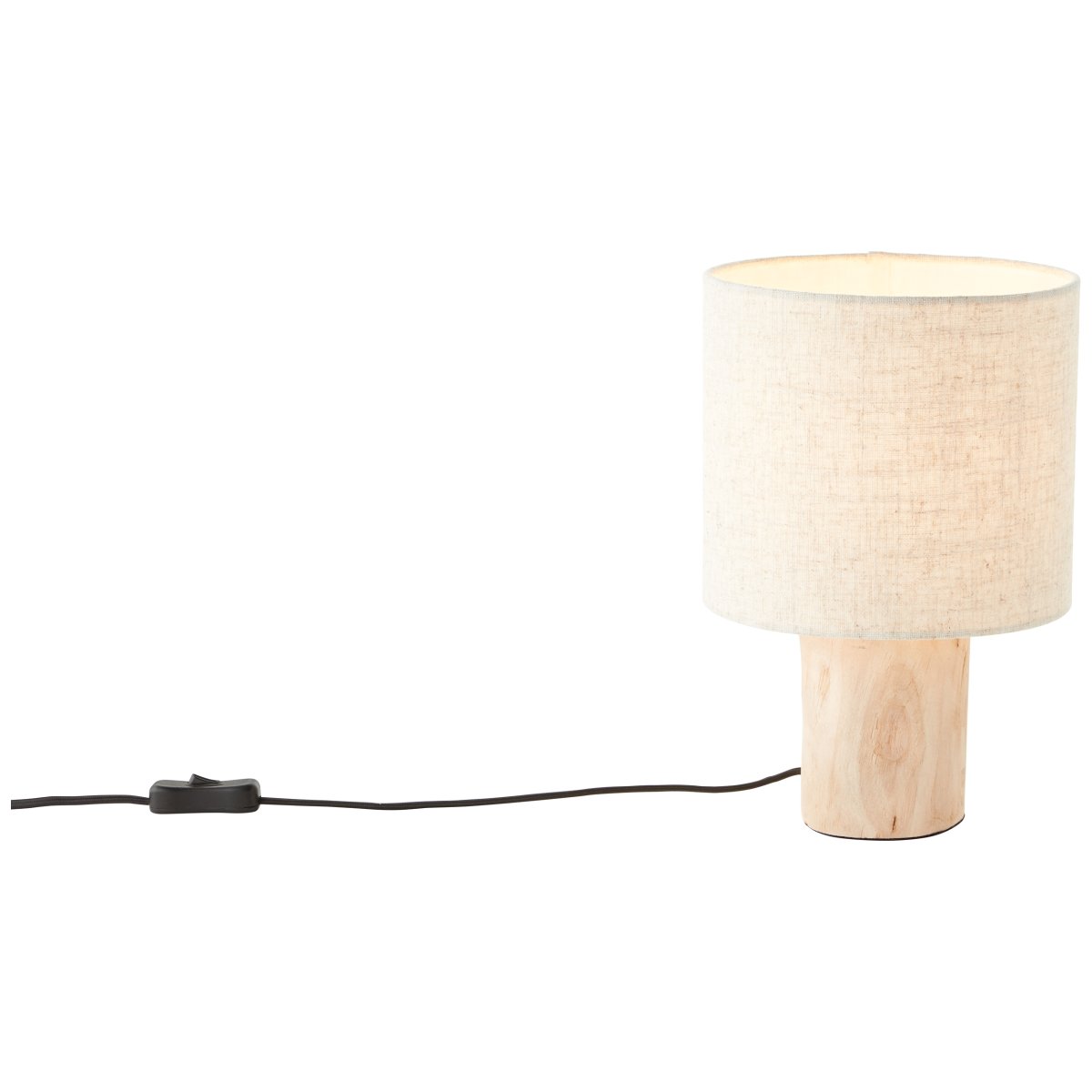 Pia 30cm Natuur tafellamp Van Brilliant - Het heeft een natuurlijk design en de basis is gemaakt van FSC-gecertificeerd hout, wat betekent dat het hout afkomstig is uit duurzame bosbouw.