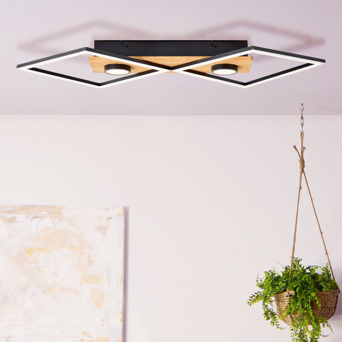 Woodbridge 70cm Hout plafondlamp Van Brilliant - De lamp is voorzien van een 3-staps dimmer die u bedient via een standaard wandschakelaar, waardoor u de helderheid eenvoudig naar wens kunt aanpassen.