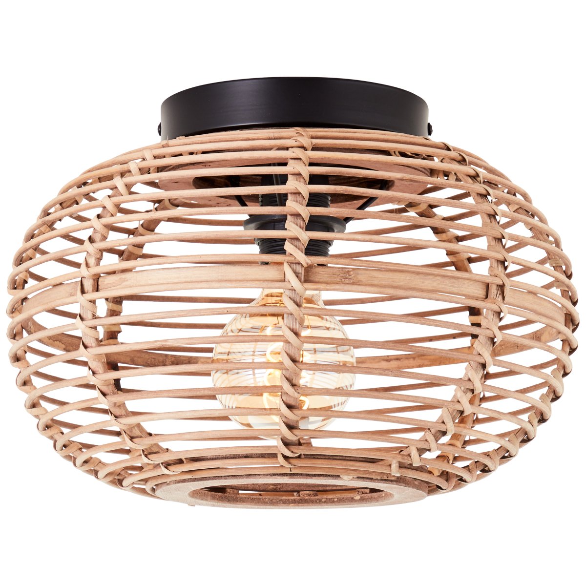 Woodball Ø32 Natuur plafondlamp Van Brilliant - De lichtbron verspreidt een aangenaam licht door de houten lamellen en cre&euml;ert een uitnodigende sfeer in bijvoorbeeld de hal, keuken of slaapkamer.