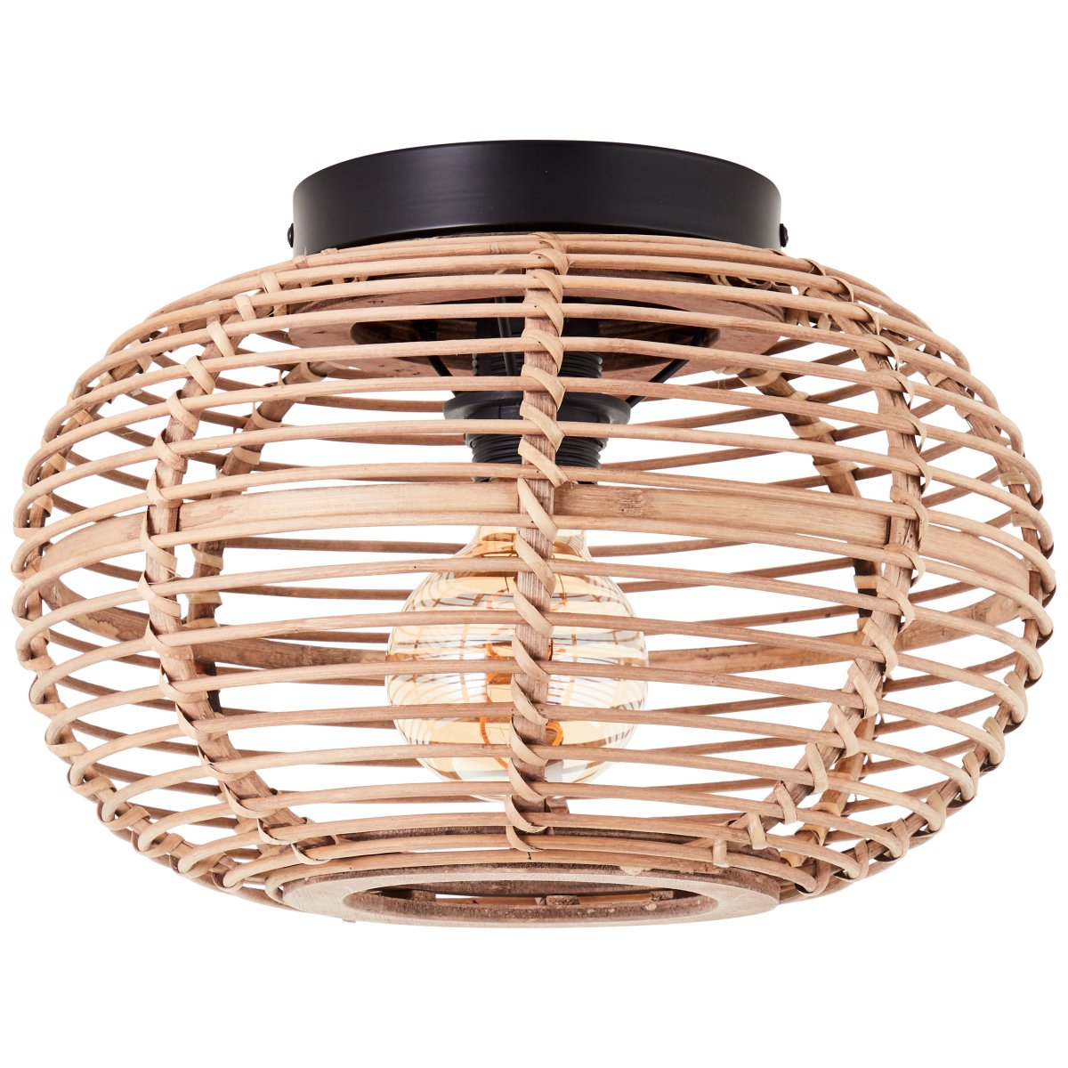 Woodball Ø32 Natuur plafondlamp Van Brilliant - De lichtbron verspreidt een aangenaam licht door de houten lamellen en cre&euml;ert een uitnodigende sfeer in bijvoorbeeld de hal, keuken of slaapkamer.
