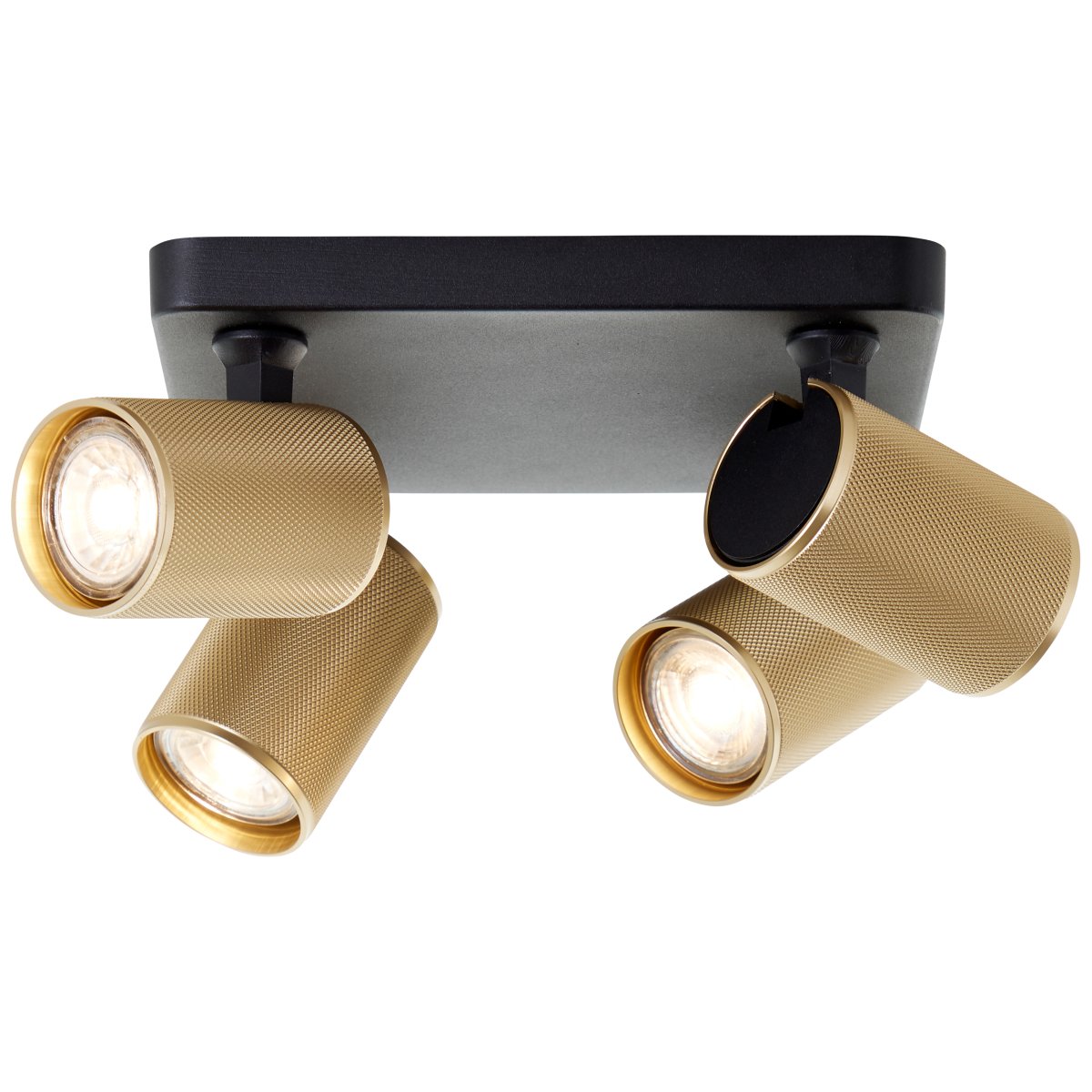 Marty 4 Zand zwart spot Van Brilliant - Met een hoogwaardige metalen behuizing en gouden details heeft het een stijlvolle uitstraling die in verschillende kamers past.