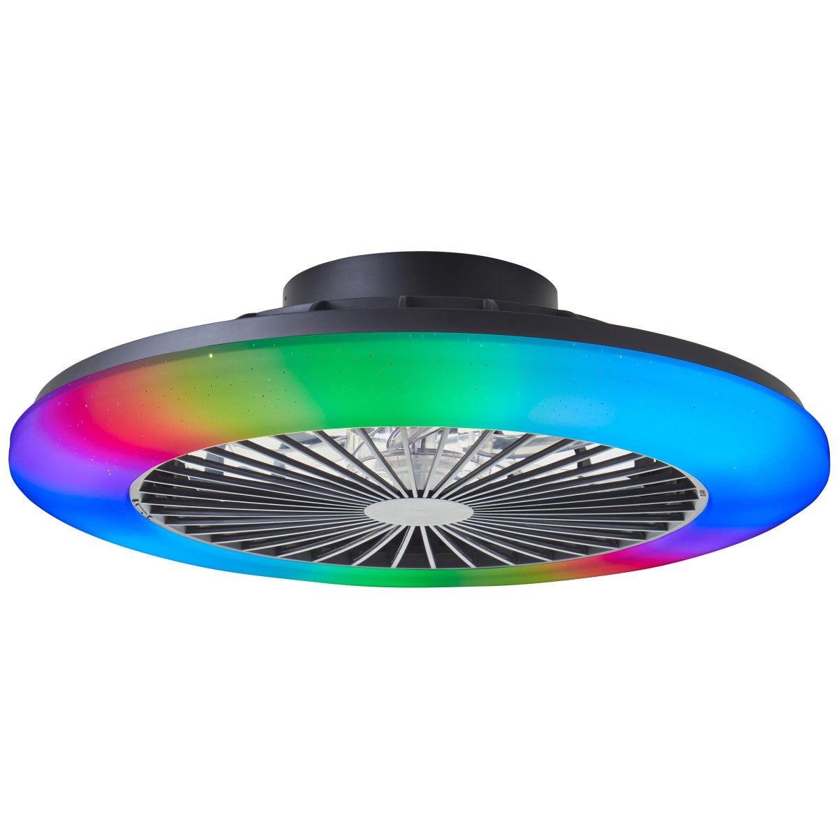 Salerno Ø50 Zwart Van Brilliant - De Salerno plafondventilator in het zwart is een stijlvolle en veelzijdige oplossing voor verlichting en ventilatie in huis.