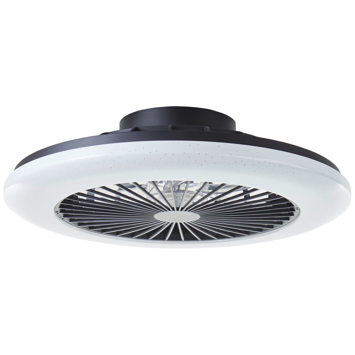 Salerno Ø50 Zwart Van Brilliant - De Salerno plafondventilator in het zwart is een stijlvolle en veelzijdige oplossing voor verlichting en ventilatie in huis.