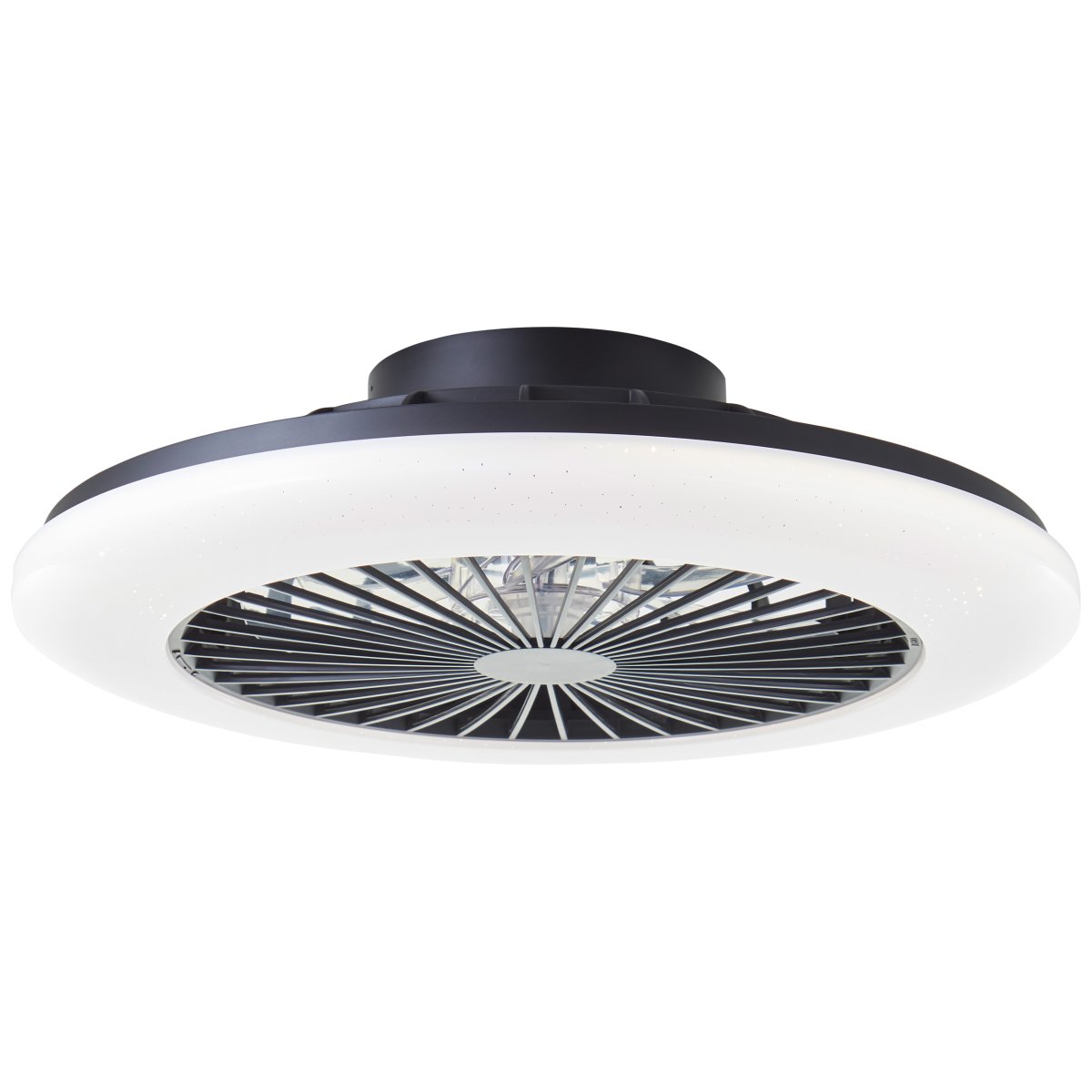 Salerno Ø50 Zwart Van Brilliant - De Salerno plafondventilator in het zwart is een stijlvolle en veelzijdige oplossing voor verlichting en ventilatie in huis.