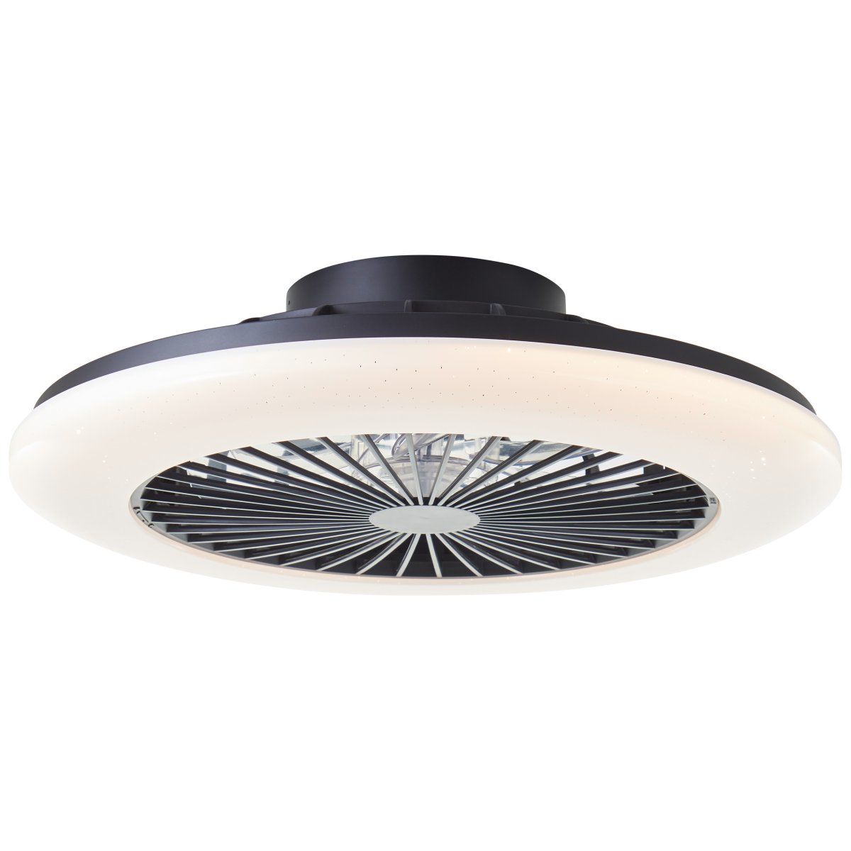 Salerno Ø50 Zwart Van Brilliant - De Salerno plafondventilator in het zwart is een stijlvolle en veelzijdige oplossing voor verlichting en ventilatie in huis.