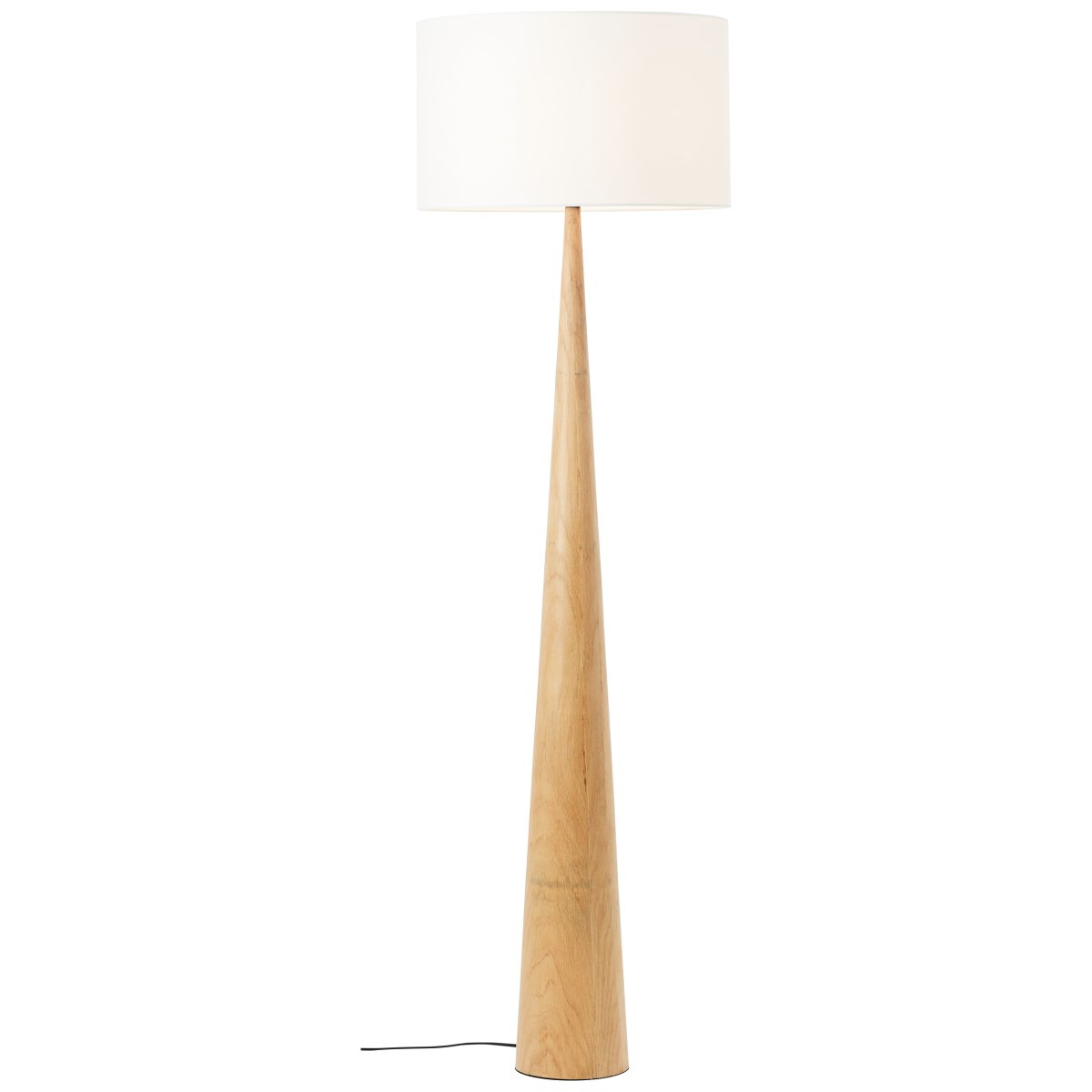 Kirou Hout vloerlamp Van Brilliant - De basis van natuurlijk hout wordt gecombineerd met een witte textielen kap om een warme en uitnodigende sfeer in elke kamer te creëren.