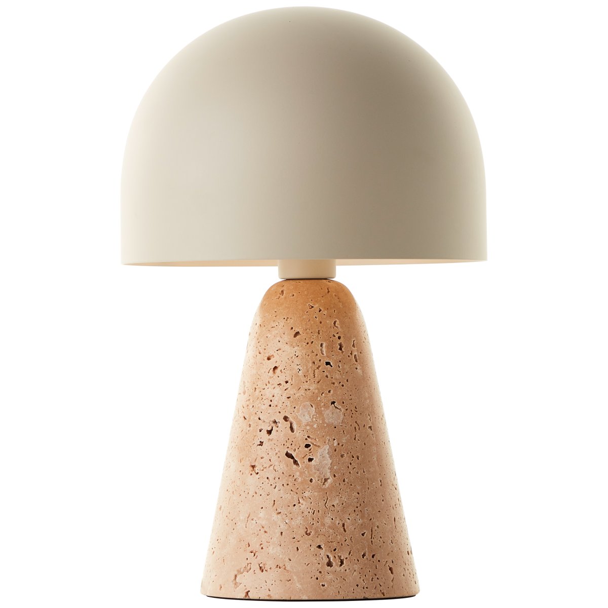 Nalam 30cm Beige tafellamp Van Brilliant - De Nalam tafellamp combineert modern design en natuurlijke elegantie met een stijlvolle beige lampenkap en een stevige voet van kunstmatig travertijn gesteente.