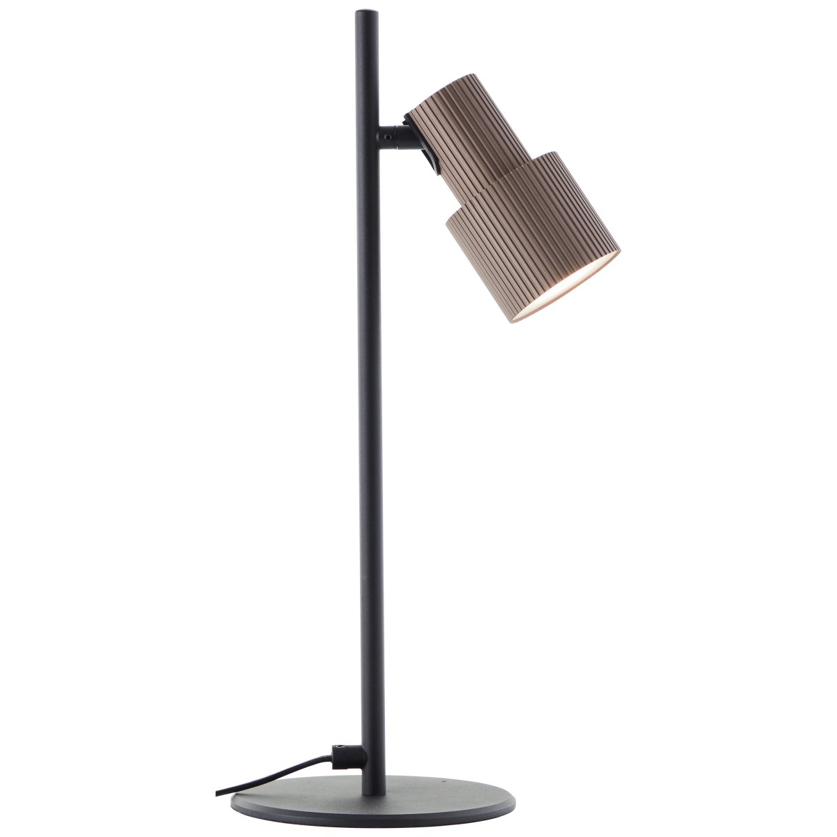 Cadiz 42cm Matzwart bureaulamp Van Brilliant - De lamp heeft een verstelbare lampenkop met een geborstelde bronzen afwerking, wat zorgt voor een optimale lichtverdeling.