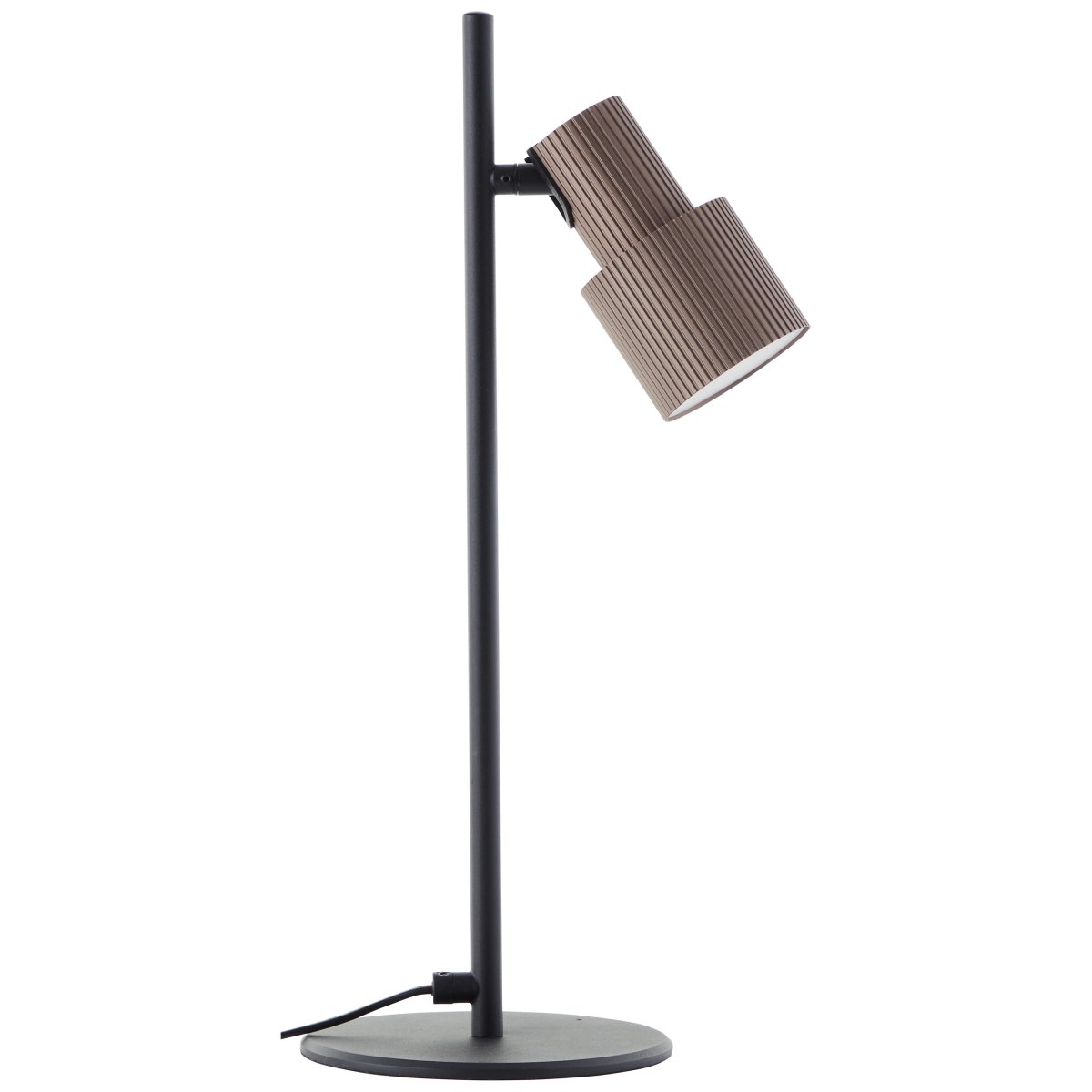 Cadiz 42cm Matzwart bureaulamp Van Brilliant - De lamp heeft een verstelbare lampenkop met een geborstelde bronzen afwerking, wat zorgt voor een optimale lichtverdeling.