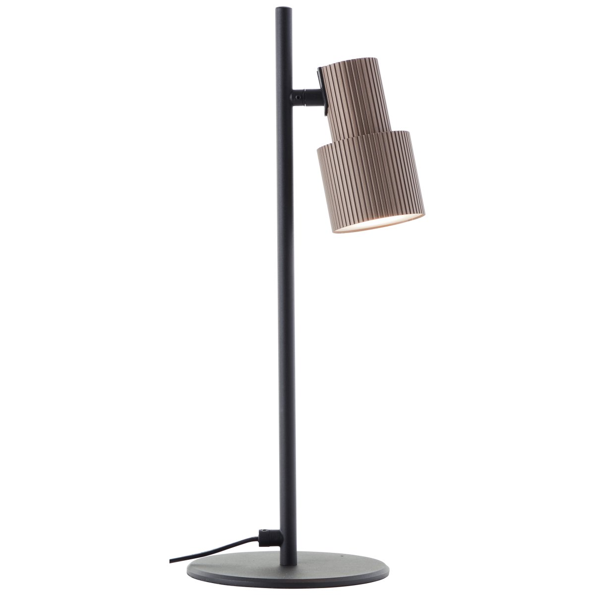 Cadiz 42cm Matzwart bureaulamp Van Brilliant - De lamp heeft een verstelbare lampenkop met een geborstelde bronzen afwerking, wat zorgt voor een optimale lichtverdeling.