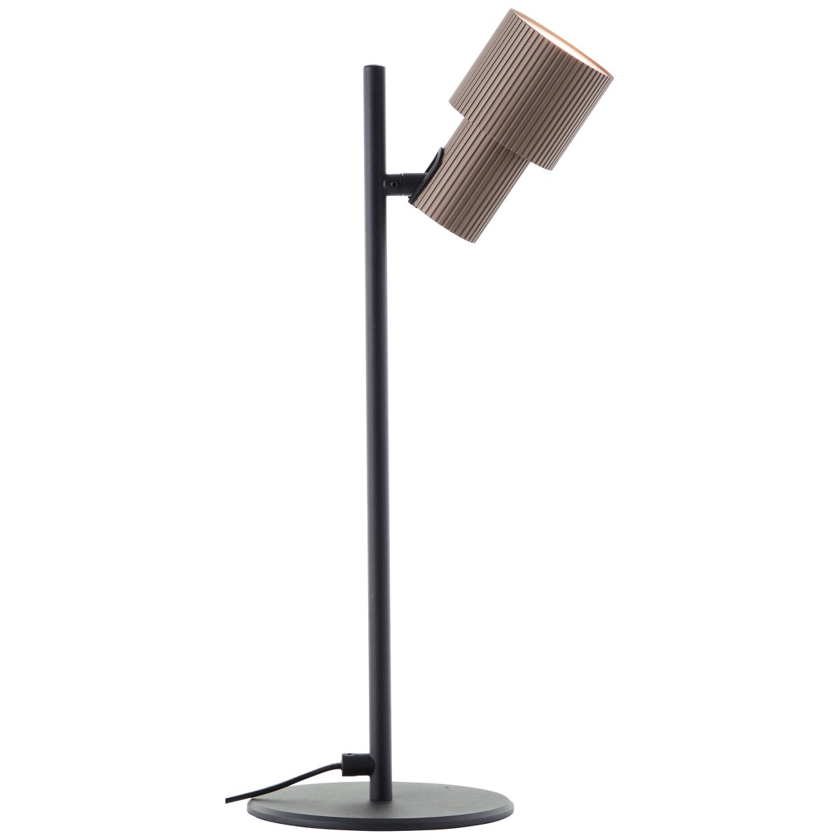 Cadiz 42cm Matzwart bureaulamp Van Brilliant - De lamp heeft een verstelbare lampenkop met een geborstelde bronzen afwerking, wat zorgt voor een optimale lichtverdeling.