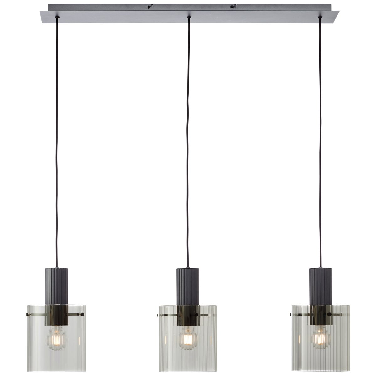 Riffelini 98cm Antraciet hanglamp Van Brilliant - Het heldere glas zorgt voor een uitnodigend en modern licht dat perfect past boven de eettafel of in de woonkamer.