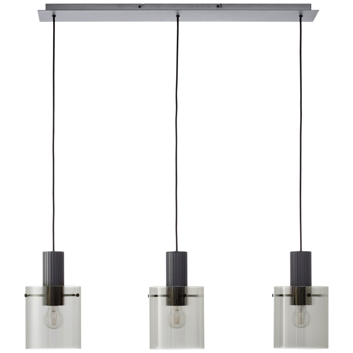 Riffelini 98cm Antraciet hanglamp Van Brilliant - Het heldere glas zorgt voor een uitnodigend en modern licht dat perfect past boven de eettafel of in de woonkamer.