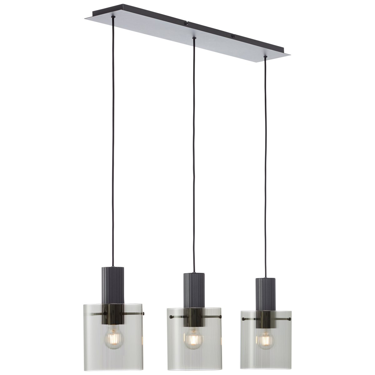 Riffelini 98cm Antraciet hanglamp Van Brilliant - Het heldere glas zorgt voor een uitnodigend en modern licht dat perfect past boven de eettafel of in de woonkamer.