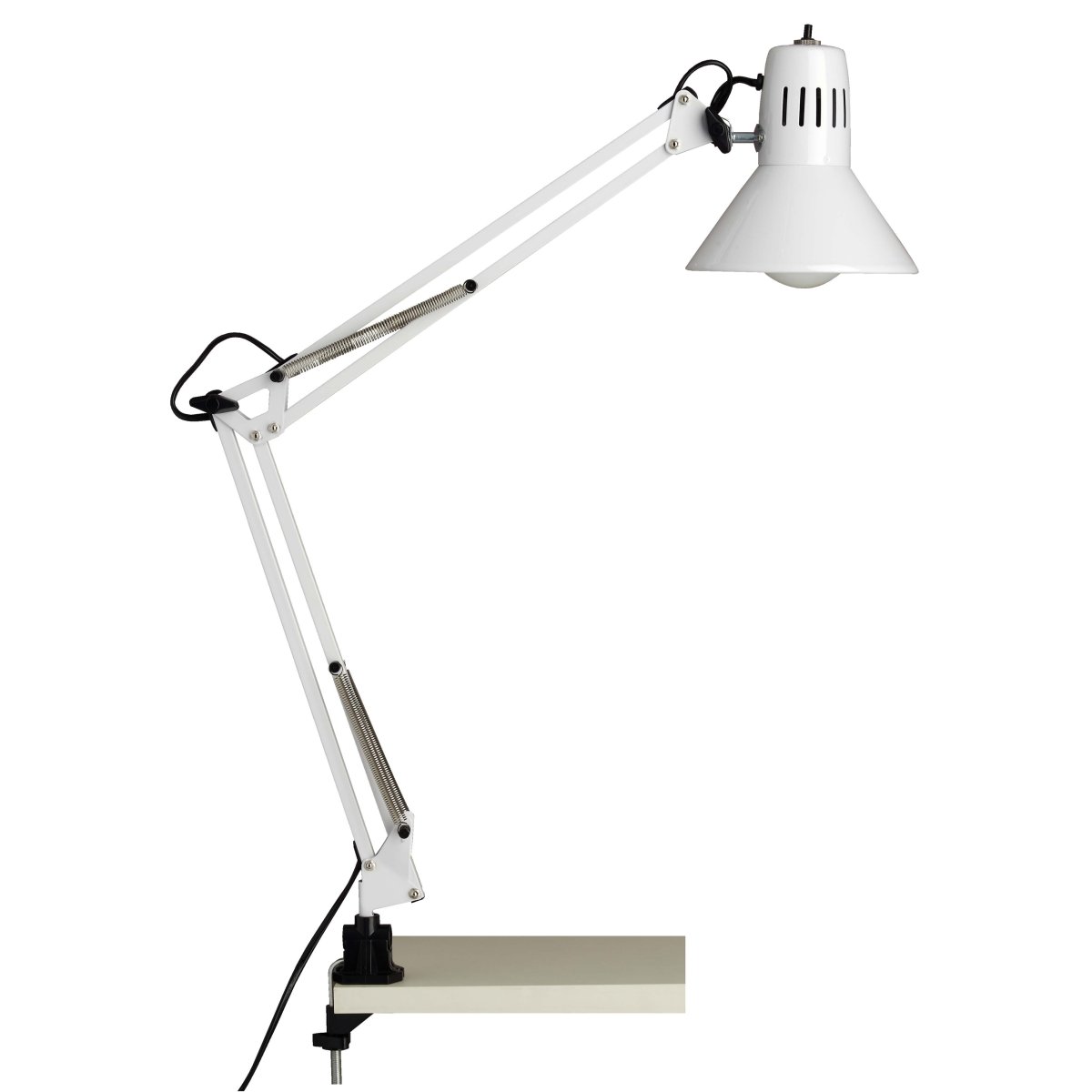 Hobby 70cm Wit bureaulamp Van Brilliant - De lamp heeft een praktische drukknop voor eenvoudig aan- en uitschakelen en wordt geleverd met een 1,6 meter lange stroomkabel.