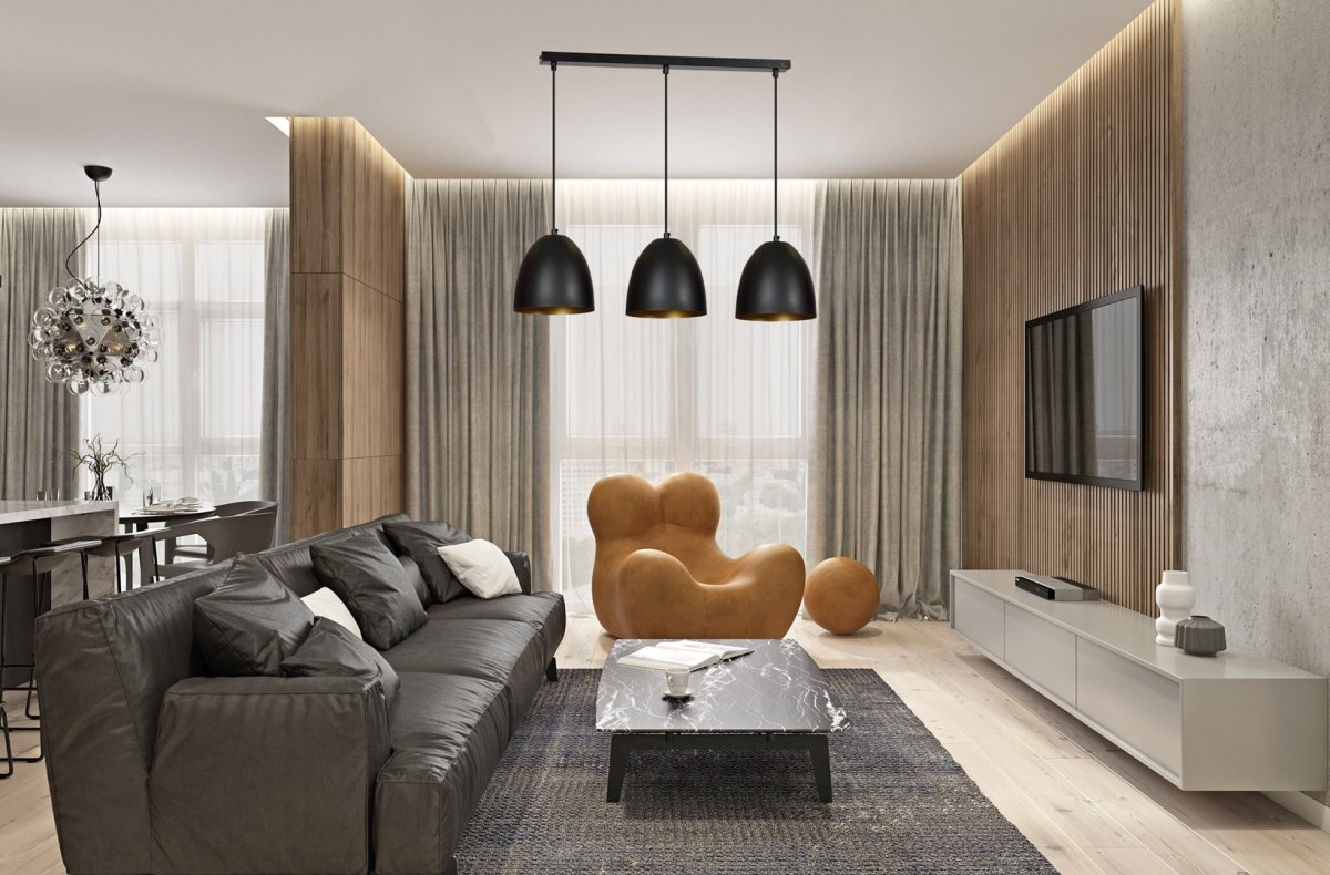 Lenox 70cm Zwart hanglamp Van Emibig Lighting - Lenox is een moderne hanglamp met een grote, open metalen kap.