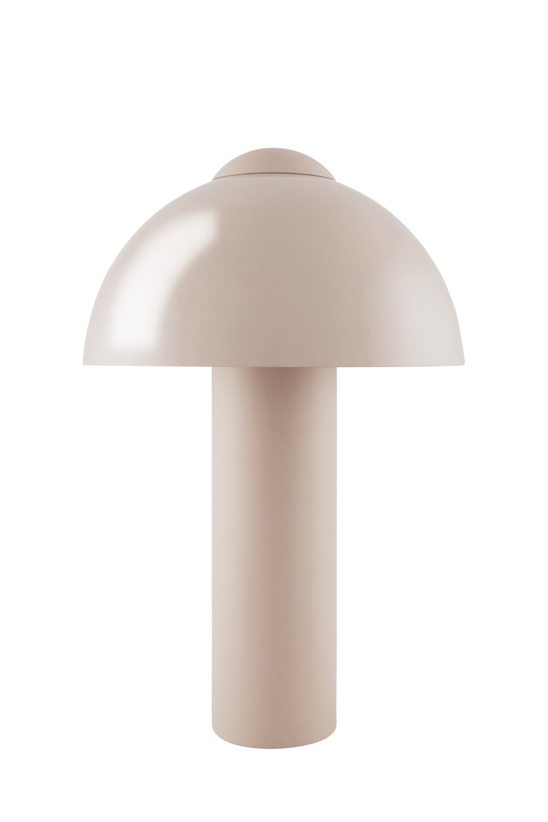 Buddy 36cm Zand tafellamp Van Globen Lighting - De matte lampenvoet en bovenkant contrasteren met een hoogglans lampenkap.