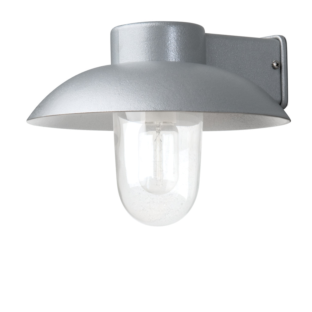 Mani Grijs buitenlamp Van Konstsmide - De brede kap en de heldere glazen koepel verspreiden een aangenaam en gericht licht, waardoor de lamp perfect is voor entrees en terrassen.