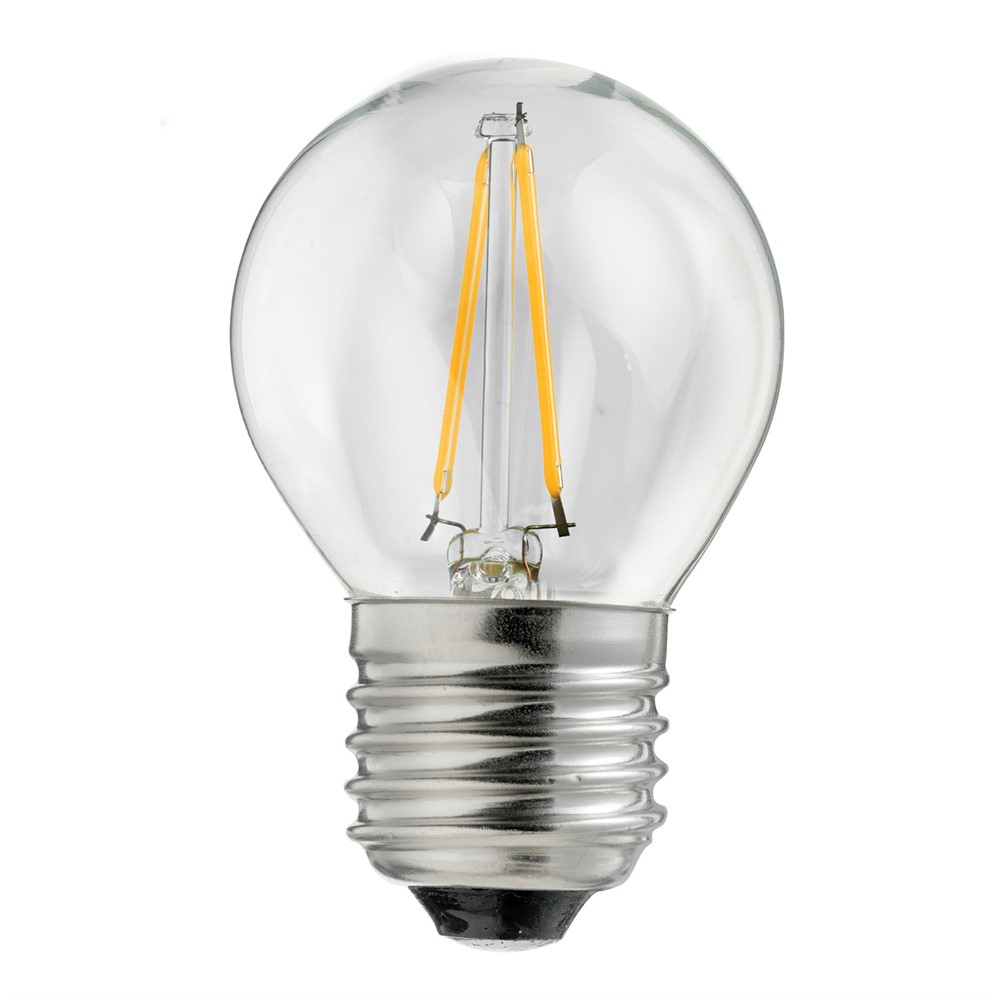 LED E27 bollamp 2W 2700K Transparant Van Unison - Ideaal voor decoratieve armaturen en kleinere lampen waarbij u energiezuinige en sfeervolle verlichting wenst.