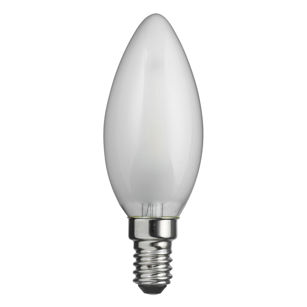 LED E14 Kaarslamp mat 0,8W 2700K Wit Van Unison - CLASSIC kroonluchter matte E14 lichtbron met een lichtopbrengst van 0,8W en een warm licht van 2700K zorgt voor een zachte en aangename lichtverdeling.