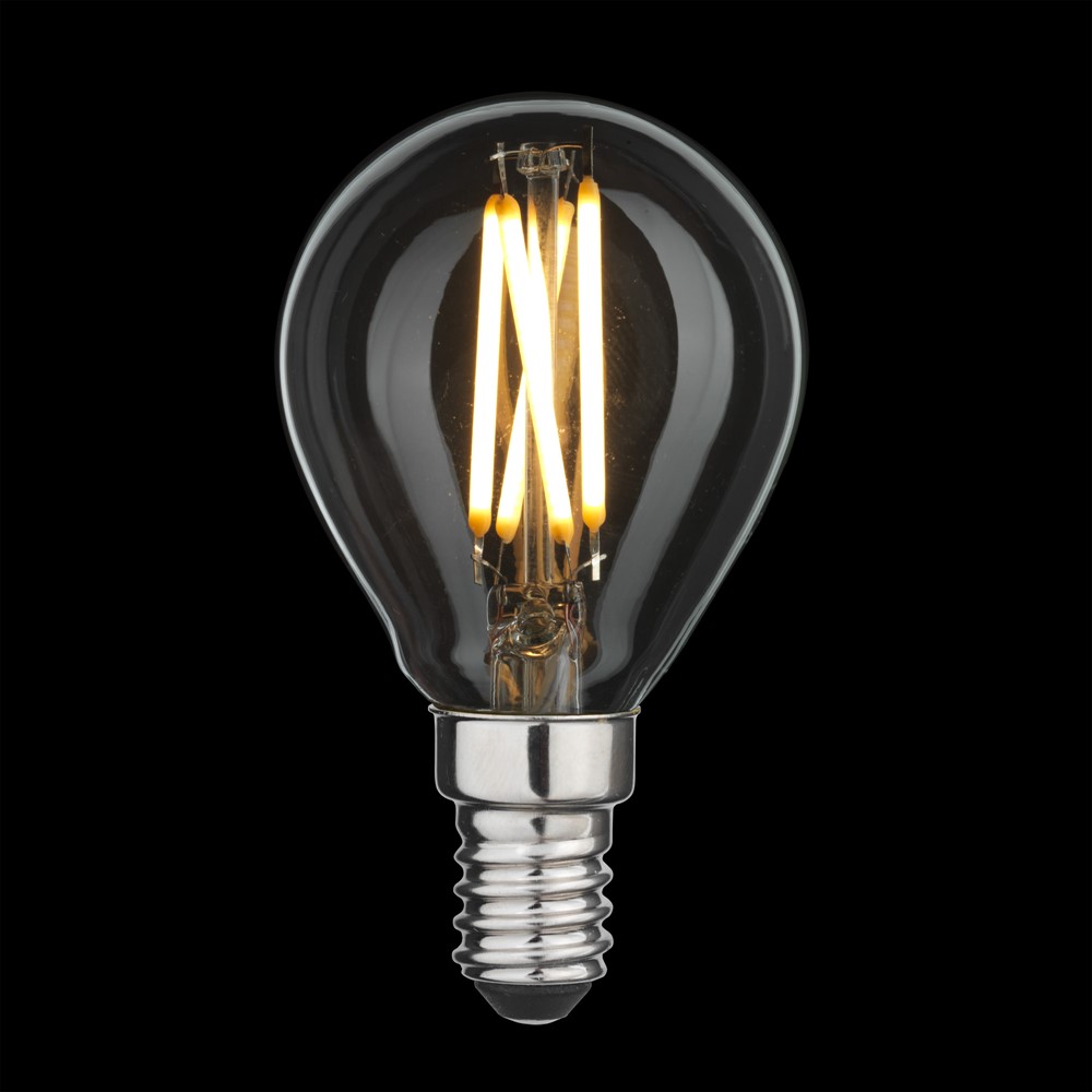 LED E14 bollamp 4W 2700K Transparant Van Unison - Met 4W vermogen en een zacht, warm licht; Met een lichtopbrengst van 2700K is deze lamp energiezuinig en ideaal voor het cre&euml;ren van een aangename sfeer in kleinere lampen of decoratieve installaties.