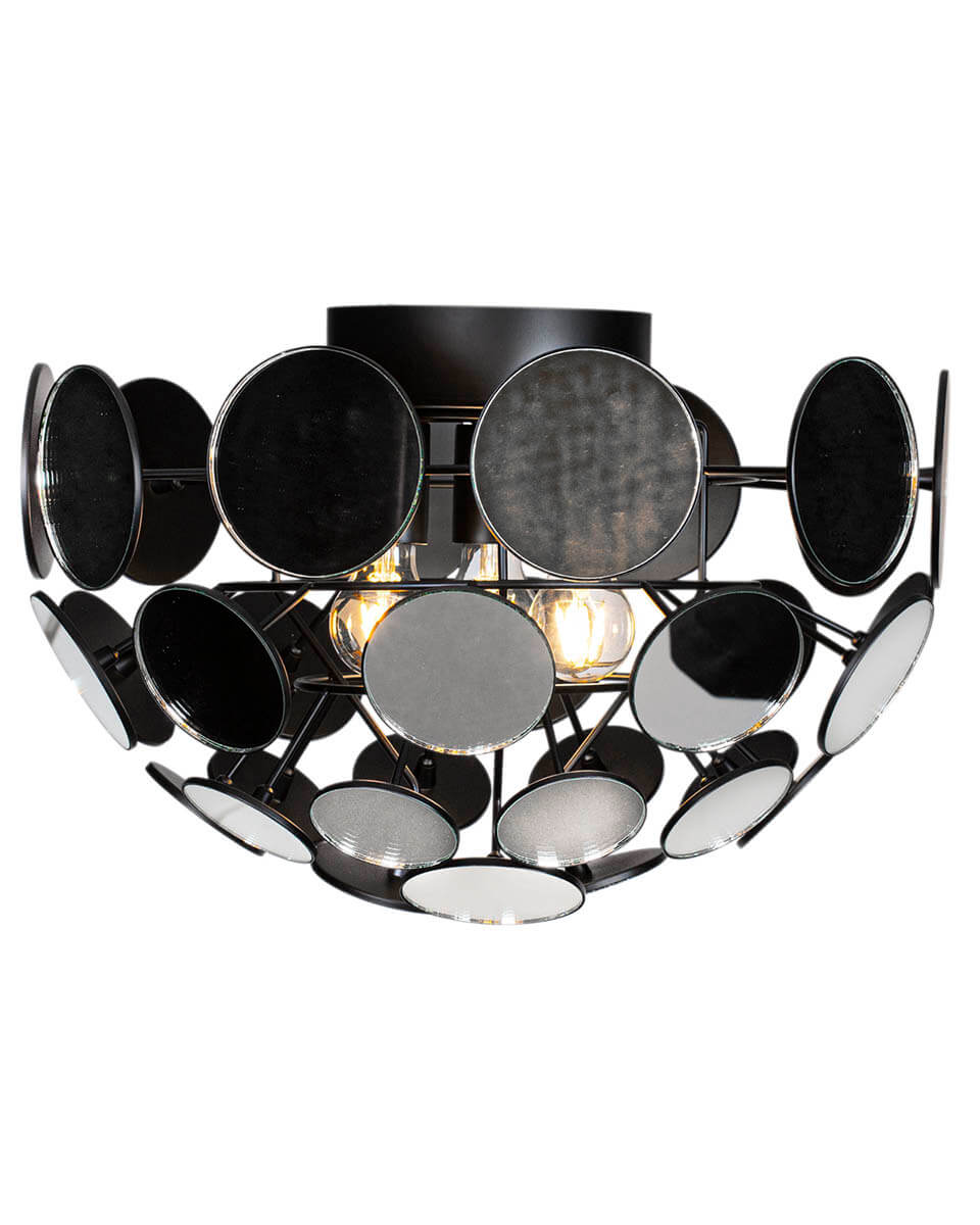 Vanita Ø50 Zwart plafondlamp Van By Rydéns - Vanita is een plafondlamp met een opvallend design dat doet denken aan de gloriedagen van de discobal, maar dan met een zeer modern design.