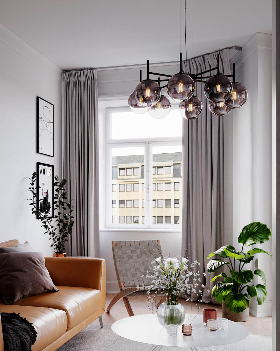 Boyle Ø83 Rookkleurig hanglamp Van By Rydéns - Het rookglas voegt een extra dimensie toe en laat Boyle opvallen, waardoor een dromerig licht ontstaat waar je jarenlang van kunt genieten.