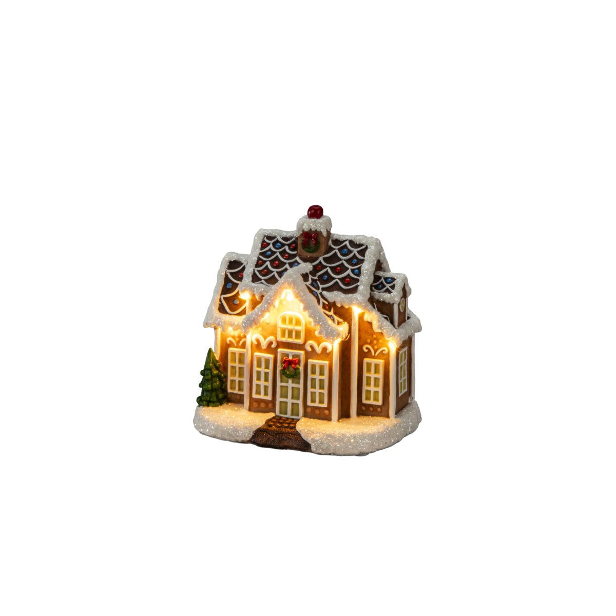 Peperkoekhuisje LED 17cm Bruin Van Konstsmide - Schattig peperkoekenhuisje met 9 LED-lampjes die de magie van Kerstmis verlichten met een warm wit licht.