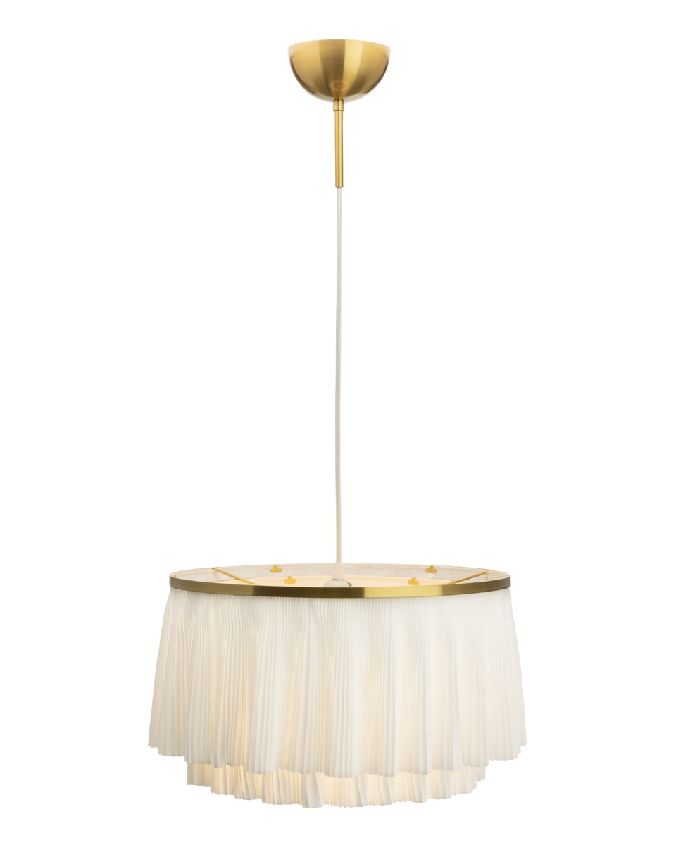 Ophelia Ø40 Wit hanglamp Van By Rydéns - Wanneer de lamp is ingeschakeld, verspreidt zich een zacht en sfeervol licht, waardoor een warme en gezellige ambiance in de kamer ontstaat.
