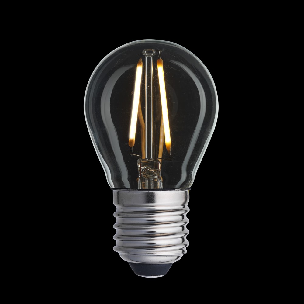 LED E27 bollamp 2W 2700K Transparant Van Unison - Ideaal voor decoratieve armaturen en kleinere lampen waarbij u energiezuinige en sfeervolle verlichting wenst.