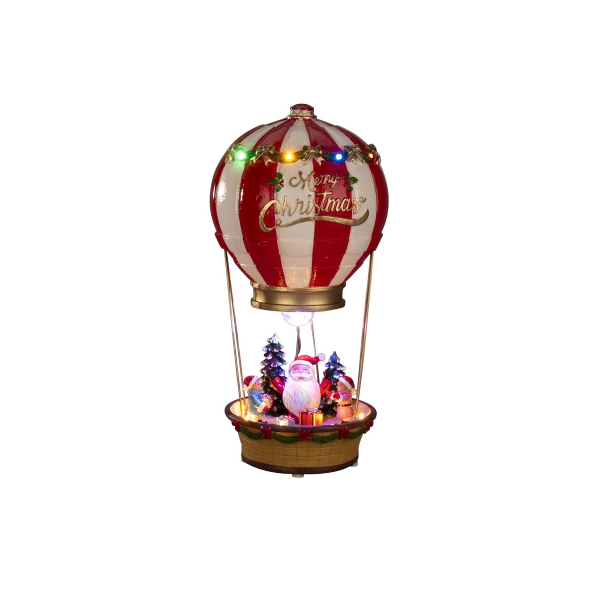 Kerstman in een luchtballon 32cm Veelkleurig Van Konstsmide - De decoratie is gemaakt van plastic en heeft ge&iuml;ntegreerde ledverlichting met 11 diodes die in verschillende kleuren schijnen en een sfeervolle gloed geven.